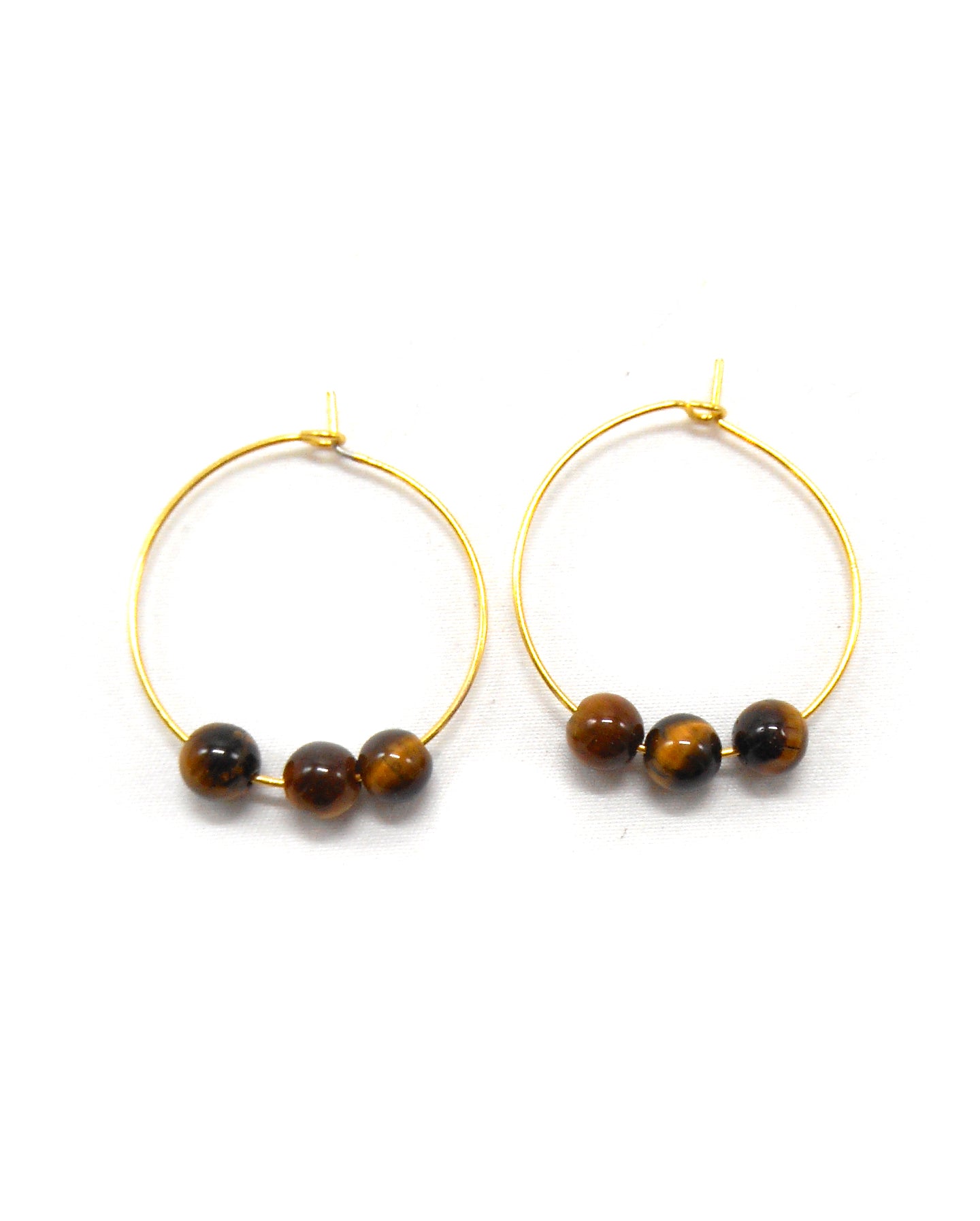 Boucles d'oreilles 3 perles pierres naturelles - ALIXA