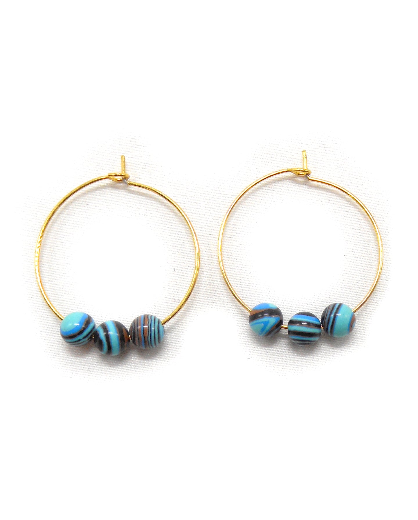 Boucles d'oreilles 3 perles pierres naturelles - ALIXA