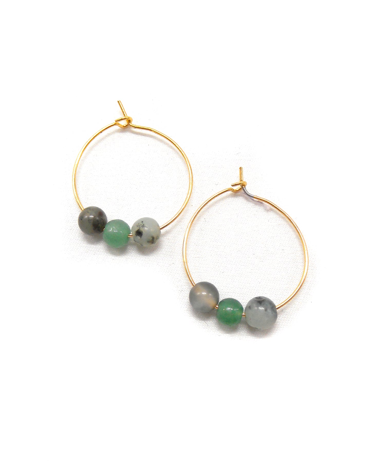 Boucles d'oreilles 3 perles pierres naturelles - ALIXA