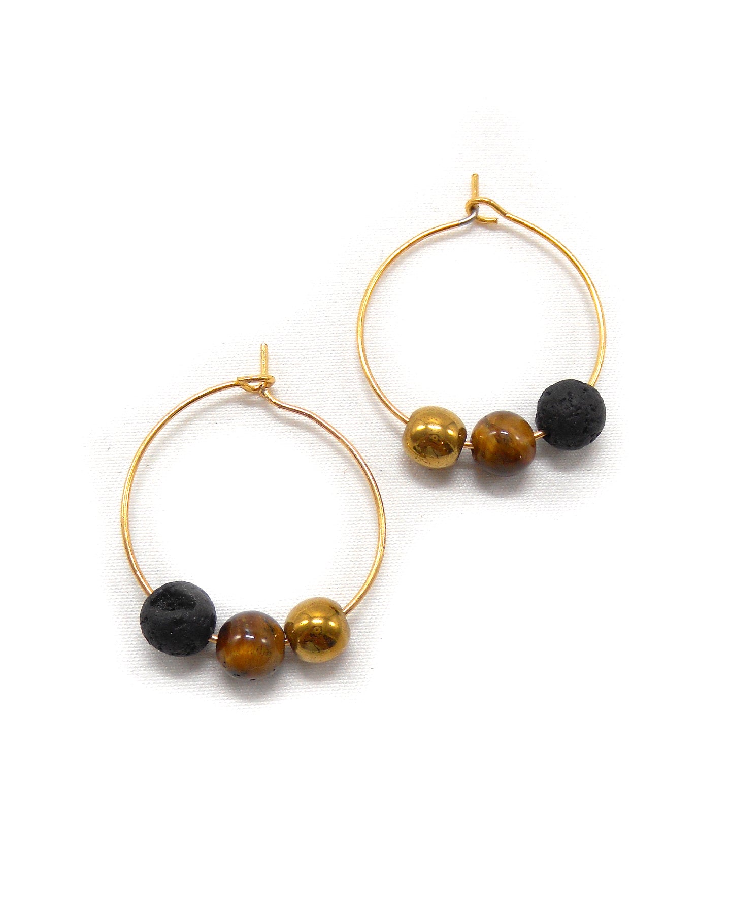 Boucles d'oreilles 3 perles pierres naturelles - ALIXA