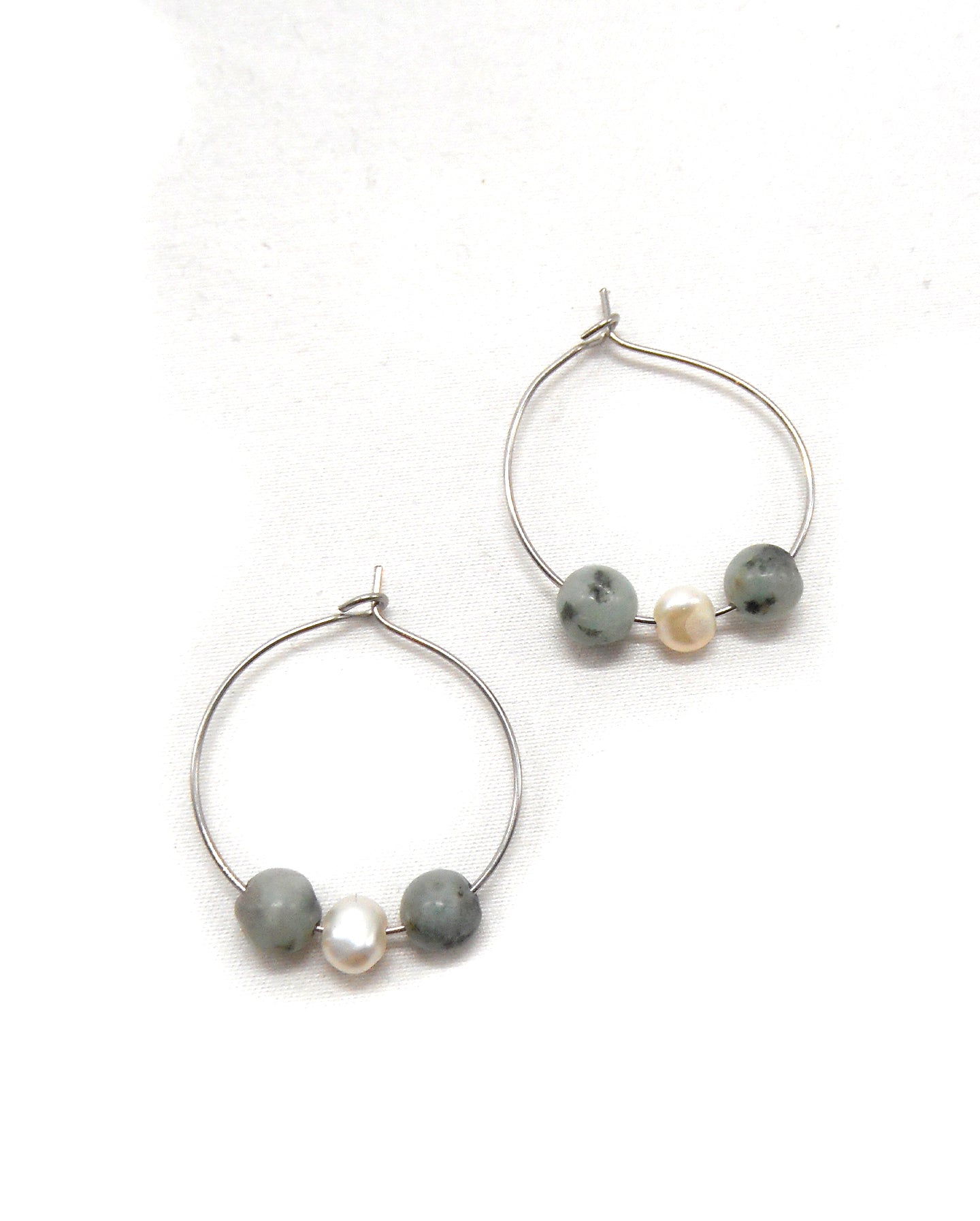 Boucles d'oreilles pierres/perles d'eau - ALYSSA