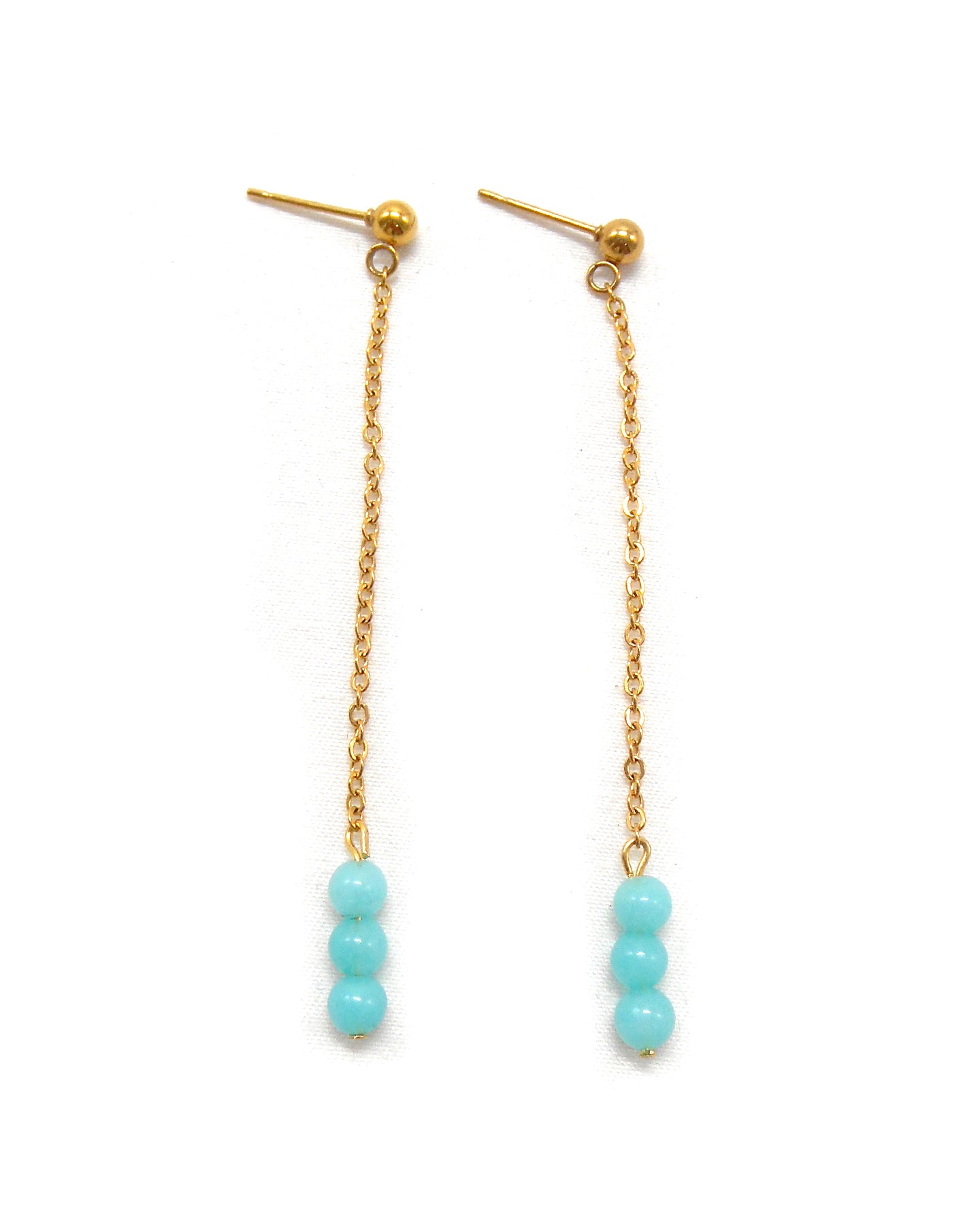 Boucles d'oreilles longues aigue-marine - BRIANNA