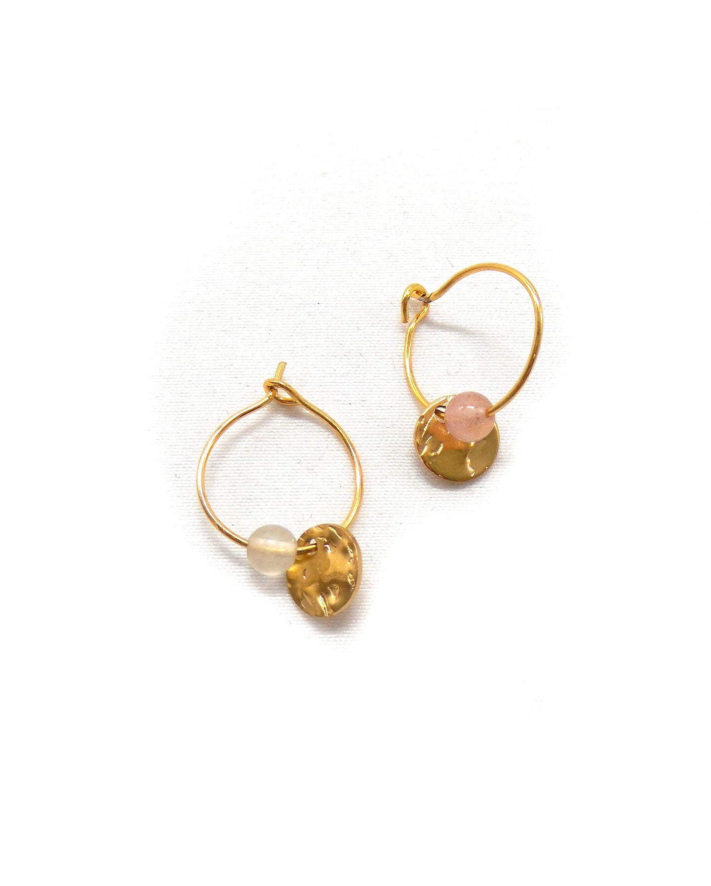 Boucles d'oreilles créoles sequin pierre - CLEM/CLEMIE