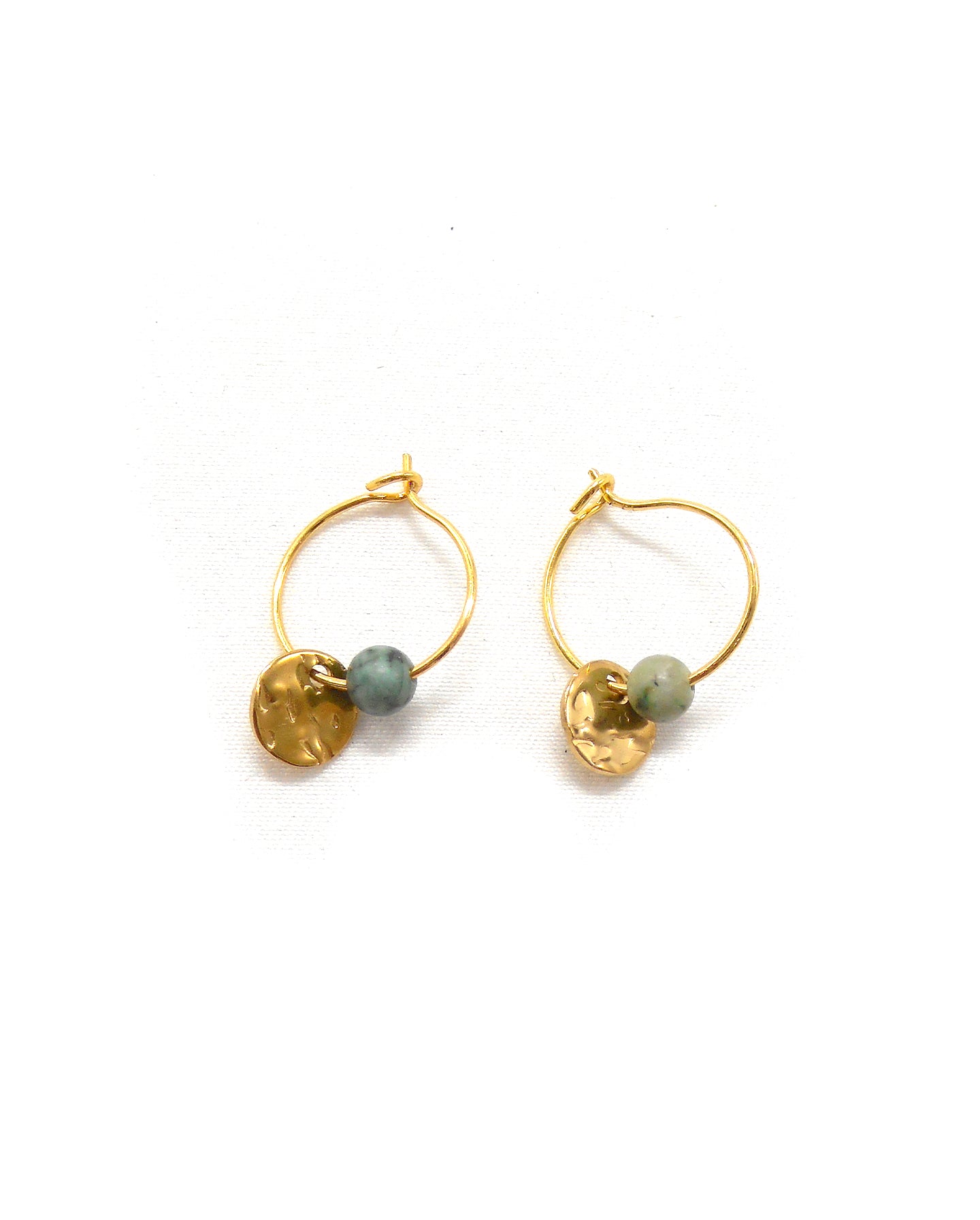Boucles d'oreilles créoles sequin pierre - CLEM/CLEMIE