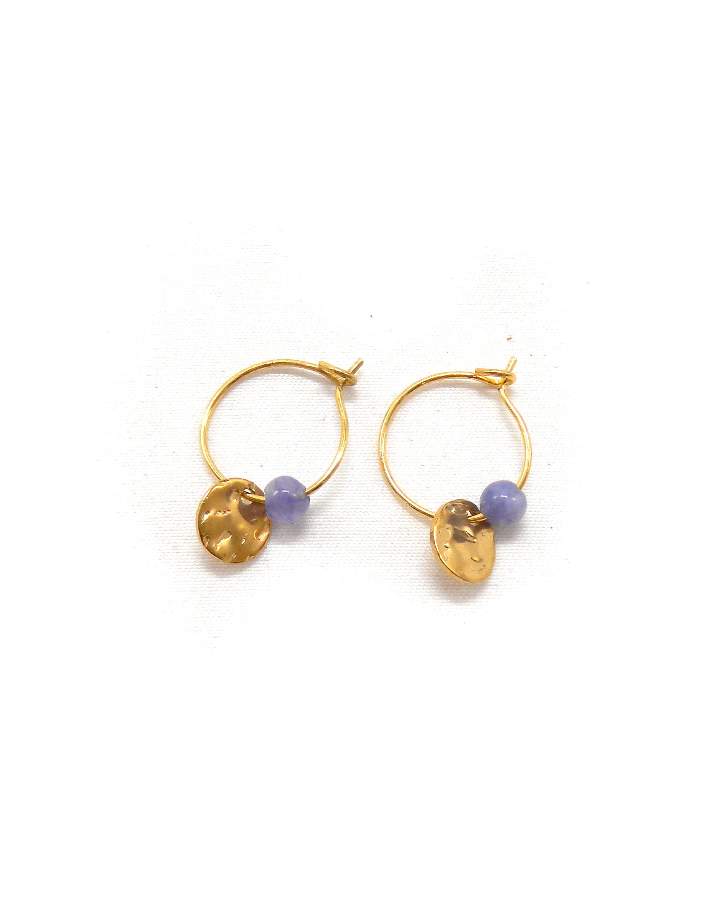 Boucles d'oreilles créoles sequin pierre - CLEM/CLEMIE