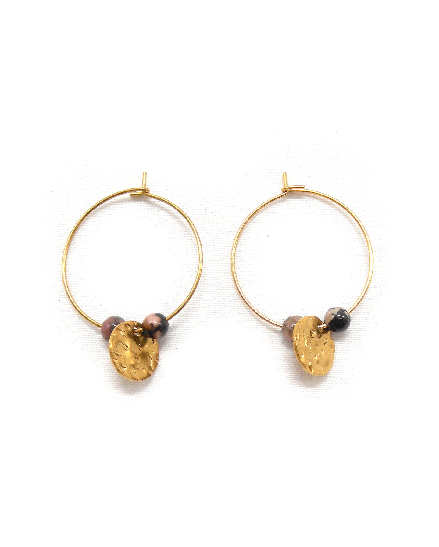 Boucles d'oreilles créoles sequin pierre - CLEM/CLEMIE