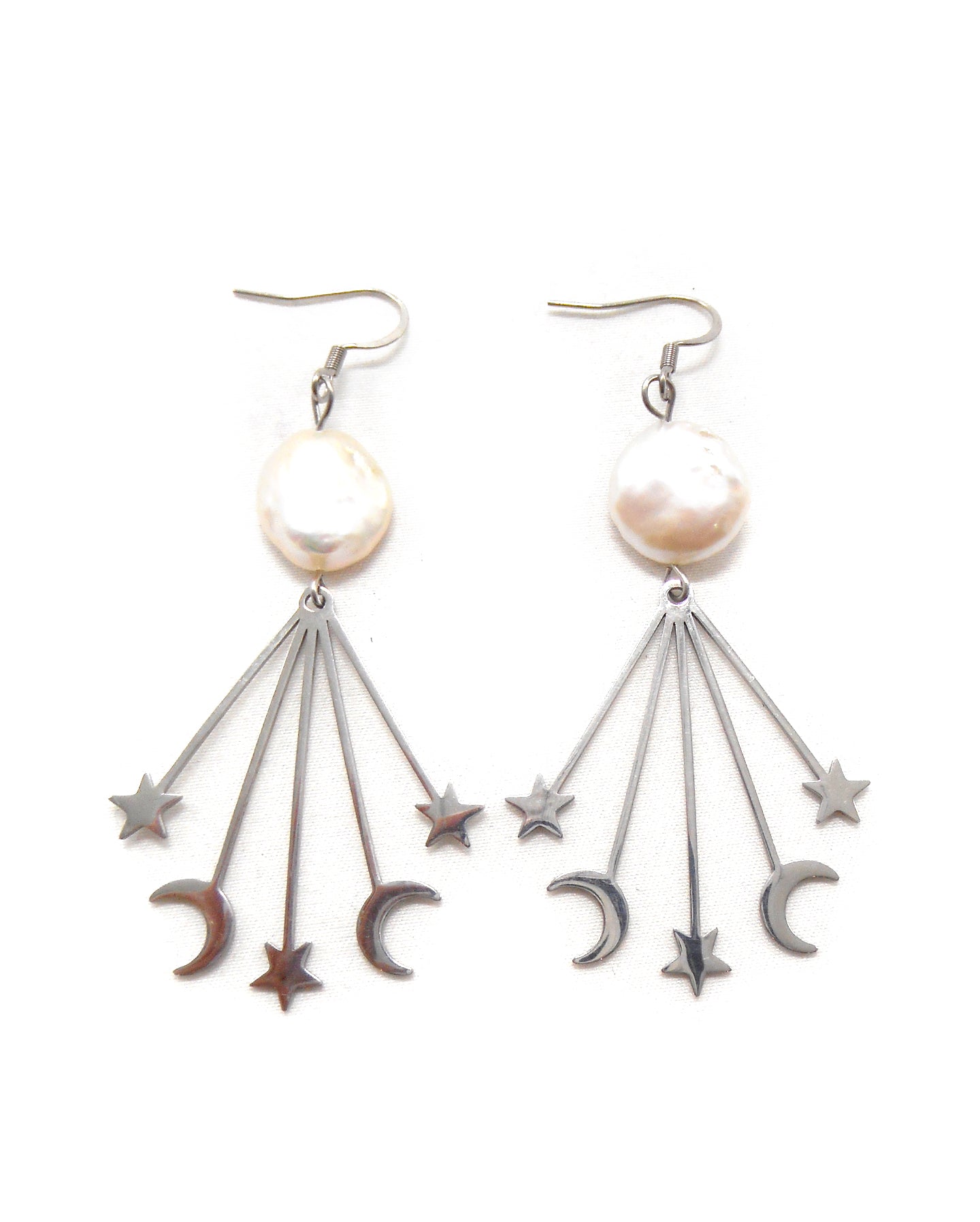Boucles d'oreilles collection étoiles/lune galaxie, pièces uniques