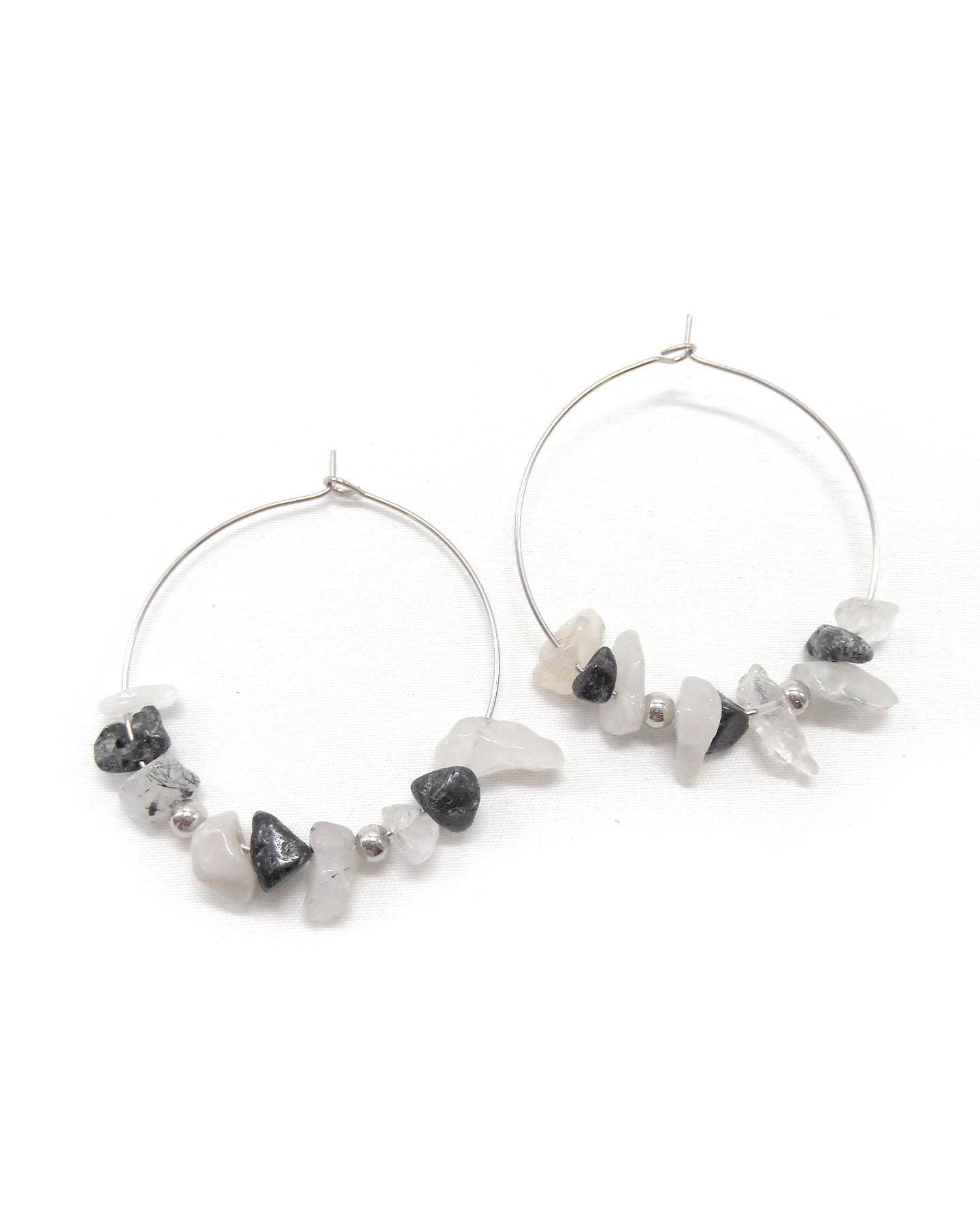 Boucles d'oreilles créoles pierres naturelles - MALAKE/ALIXE/JAMILA/PAULE/ZOLA