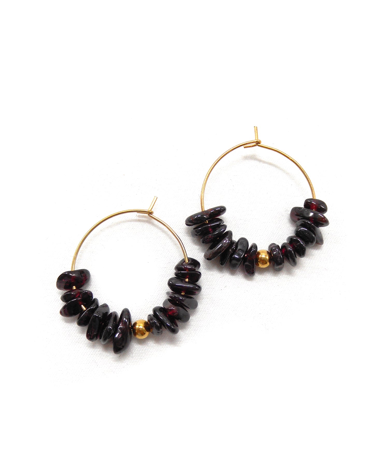 Boucles d'oreilles créoles pierres naturelles - MALAKE/ALIXE/JAMILA/PAULE/ZOLA