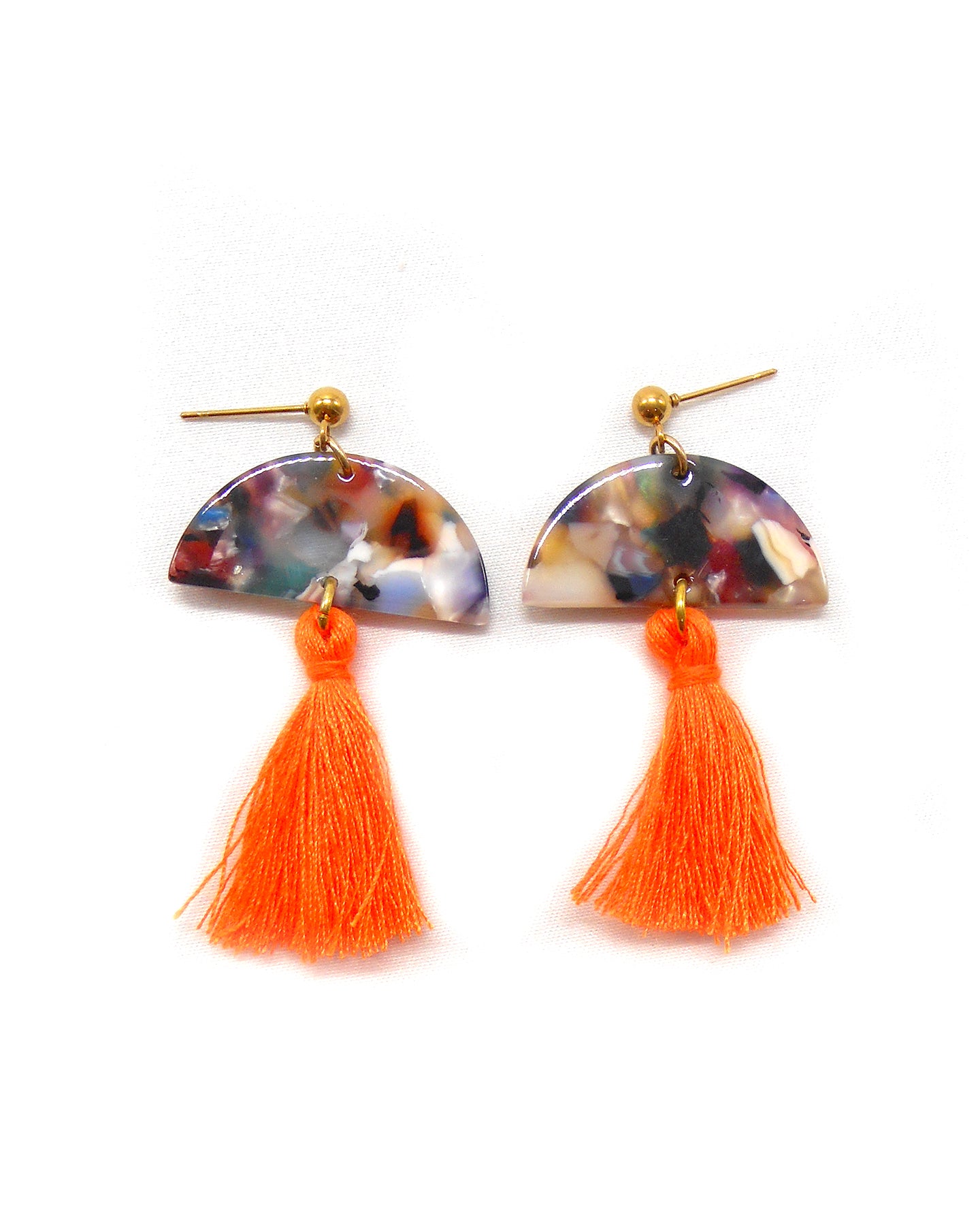 Boucles d'oreilles retro vintage bohème pompon fleur - JOANNA/JOHANNA