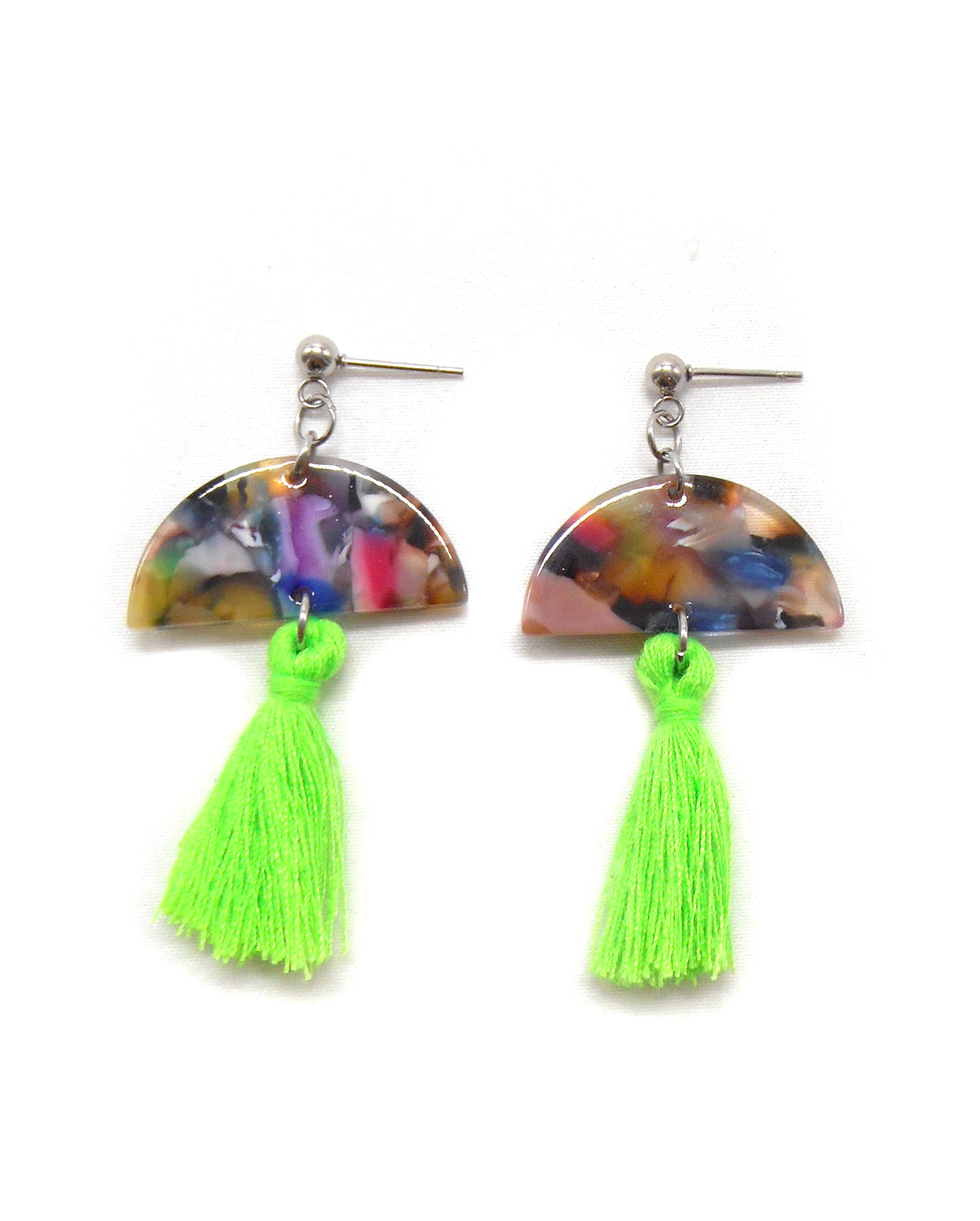 Boucles d'oreilles retro vintage bohème pompon fleur - JOANNA/JOHANNA