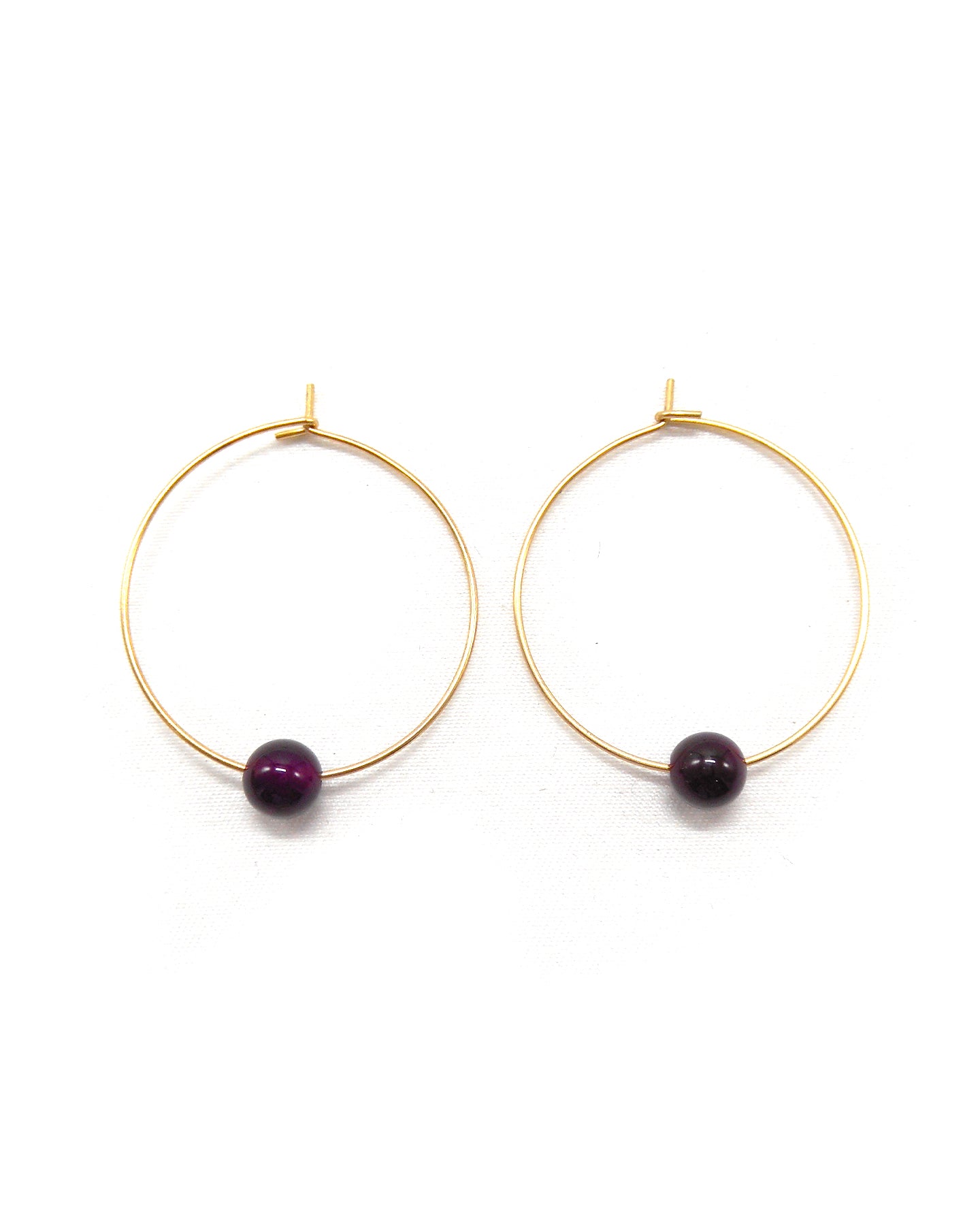 Boucles d'oreilles créoles minimalistes pierres - LEA