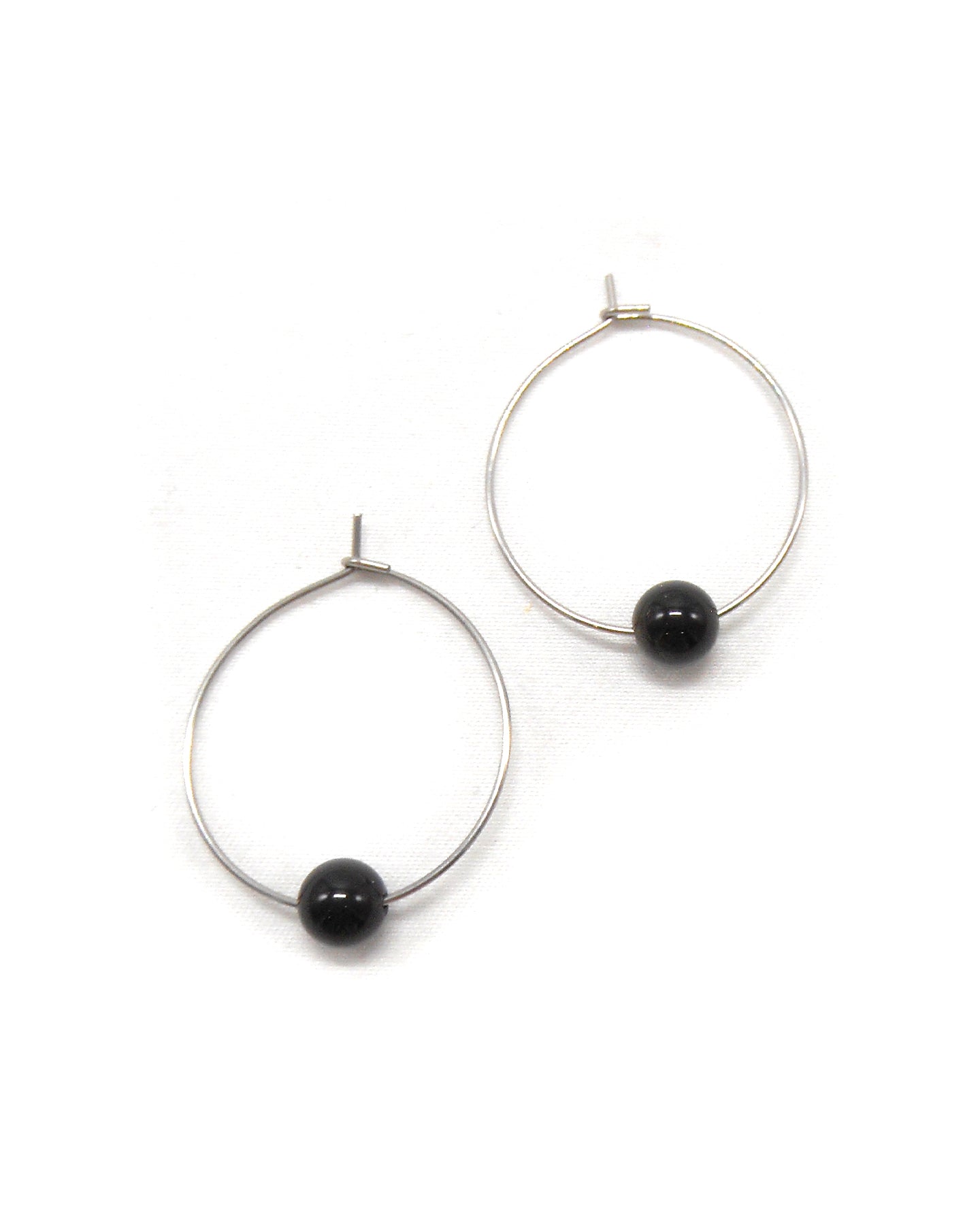 Boucles d'oreilles créoles minimalistes pierres - LEA