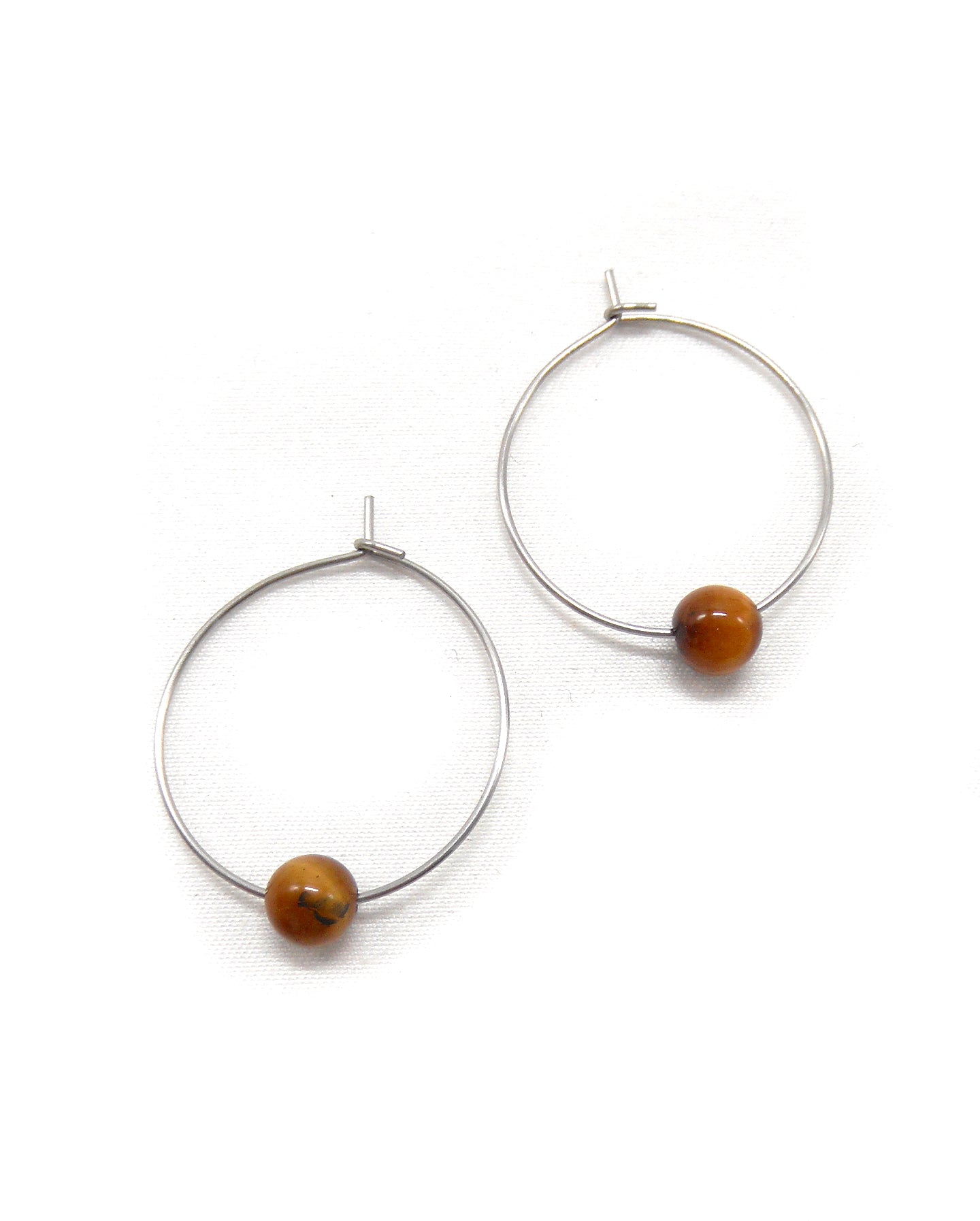 Boucles d'oreilles créoles minimalistes pierres - LEA