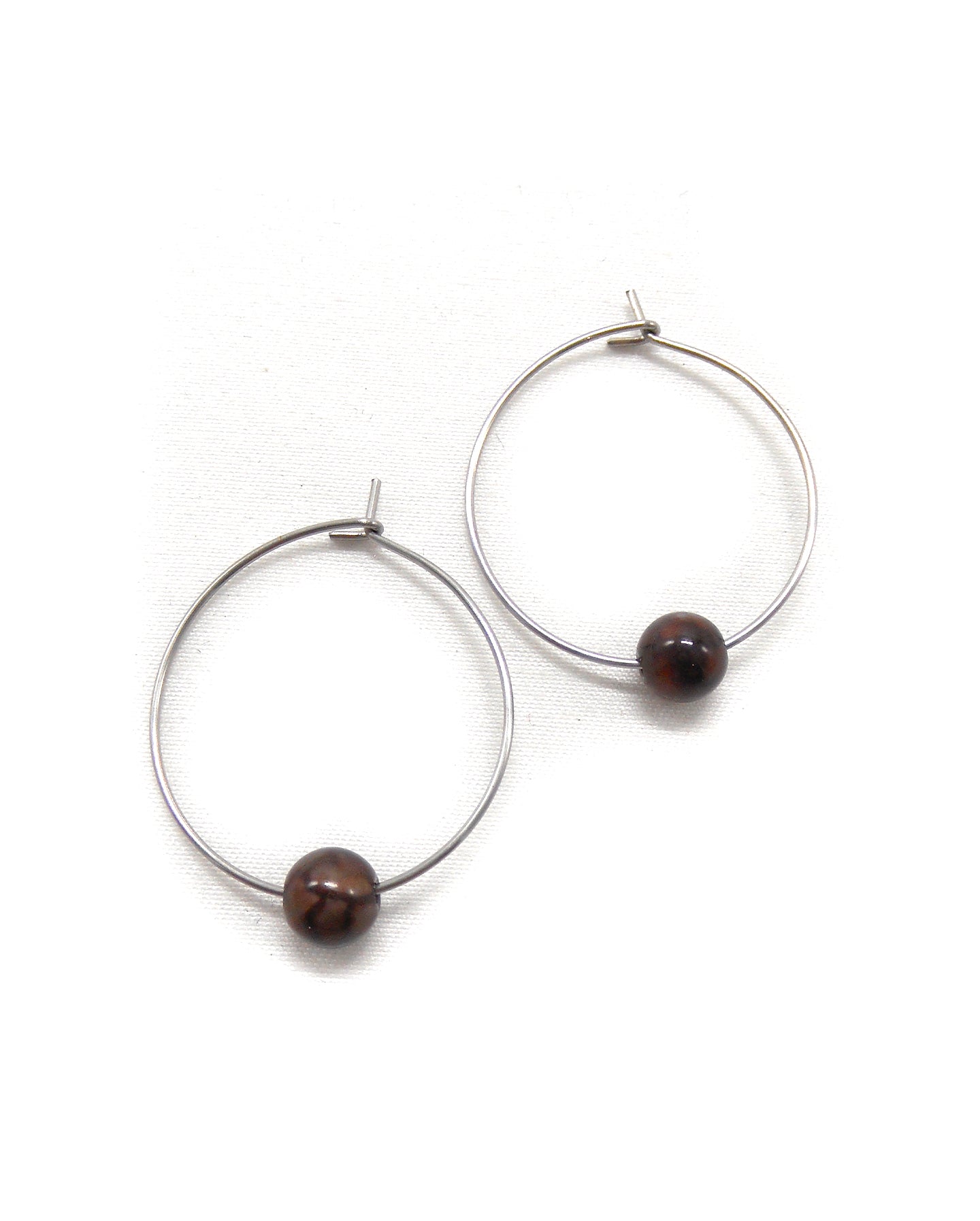 Boucles d'oreilles créoles minimalistes pierres - LEA