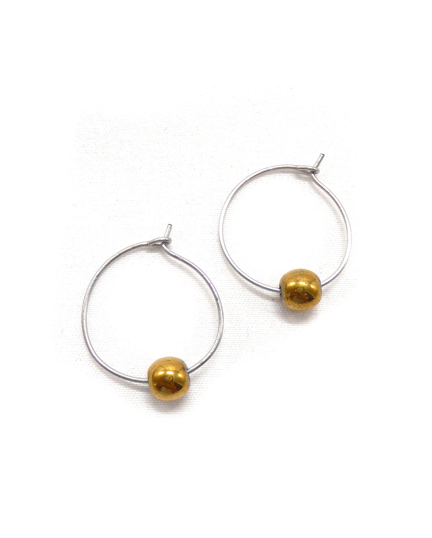 Boucles d'oreilles créoles minimalistes pierres - LEA