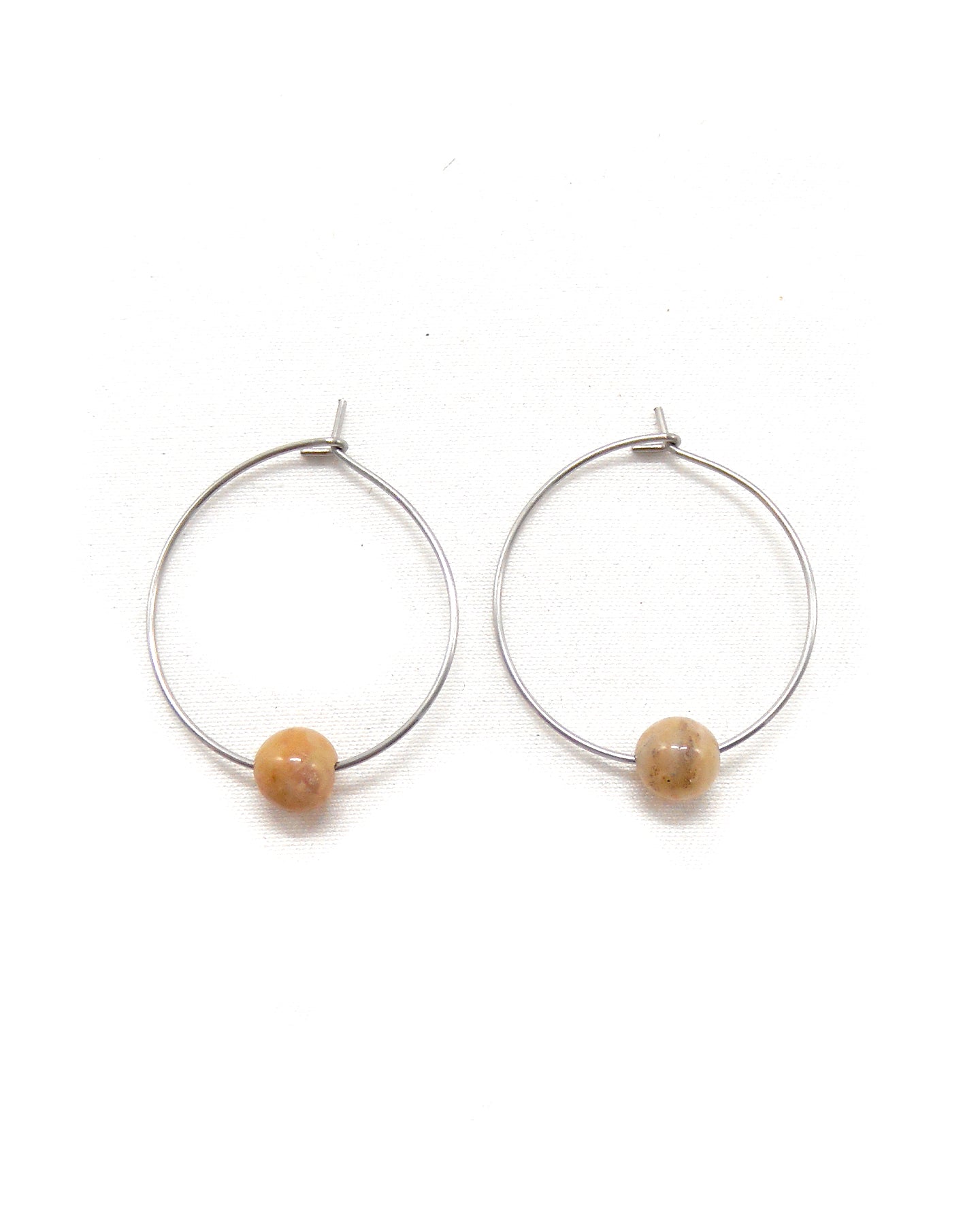 Boucles d'oreilles créoles minimalistes pierres - LEA