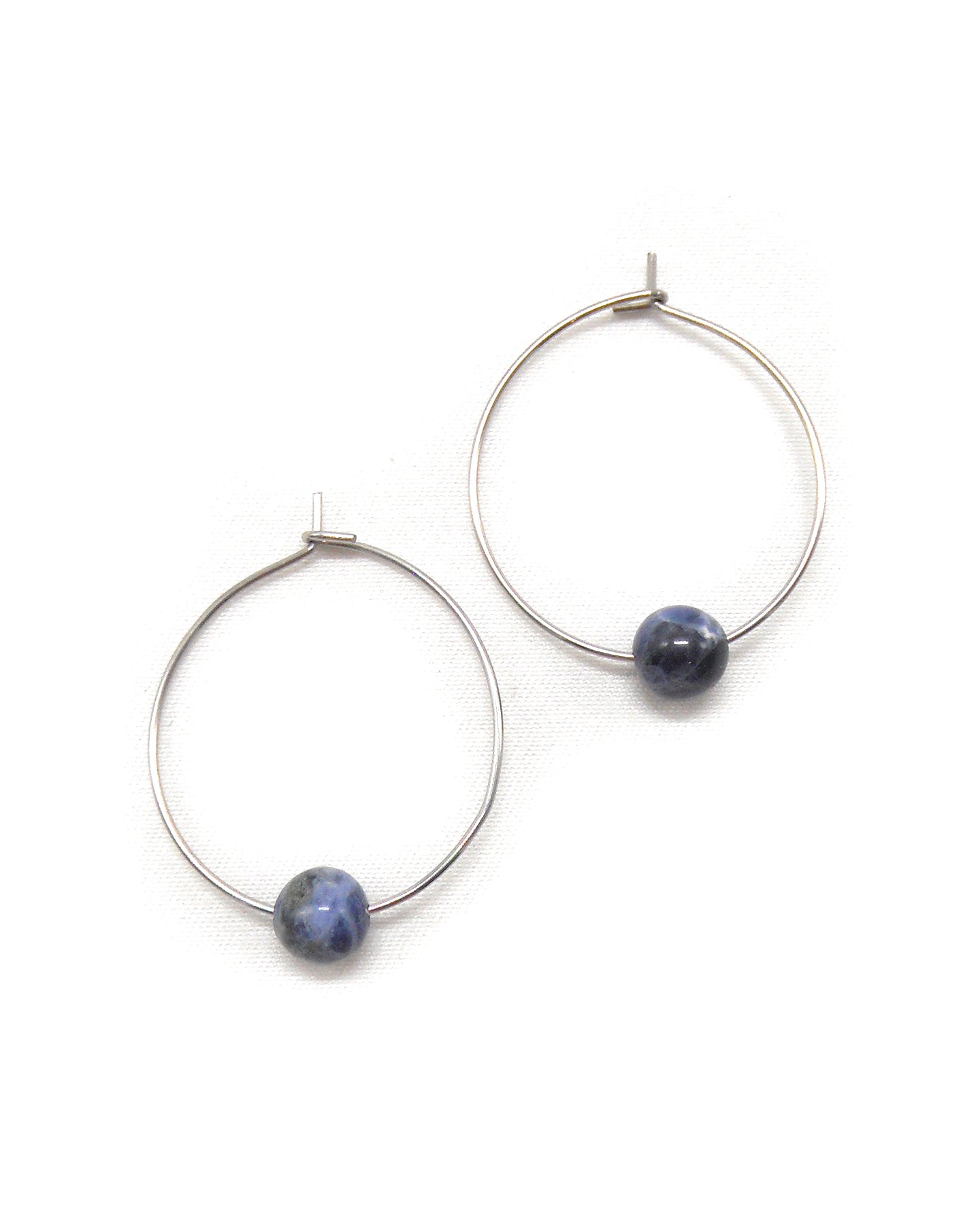 Boucles d'oreilles créoles minimalistes pierres - LEA