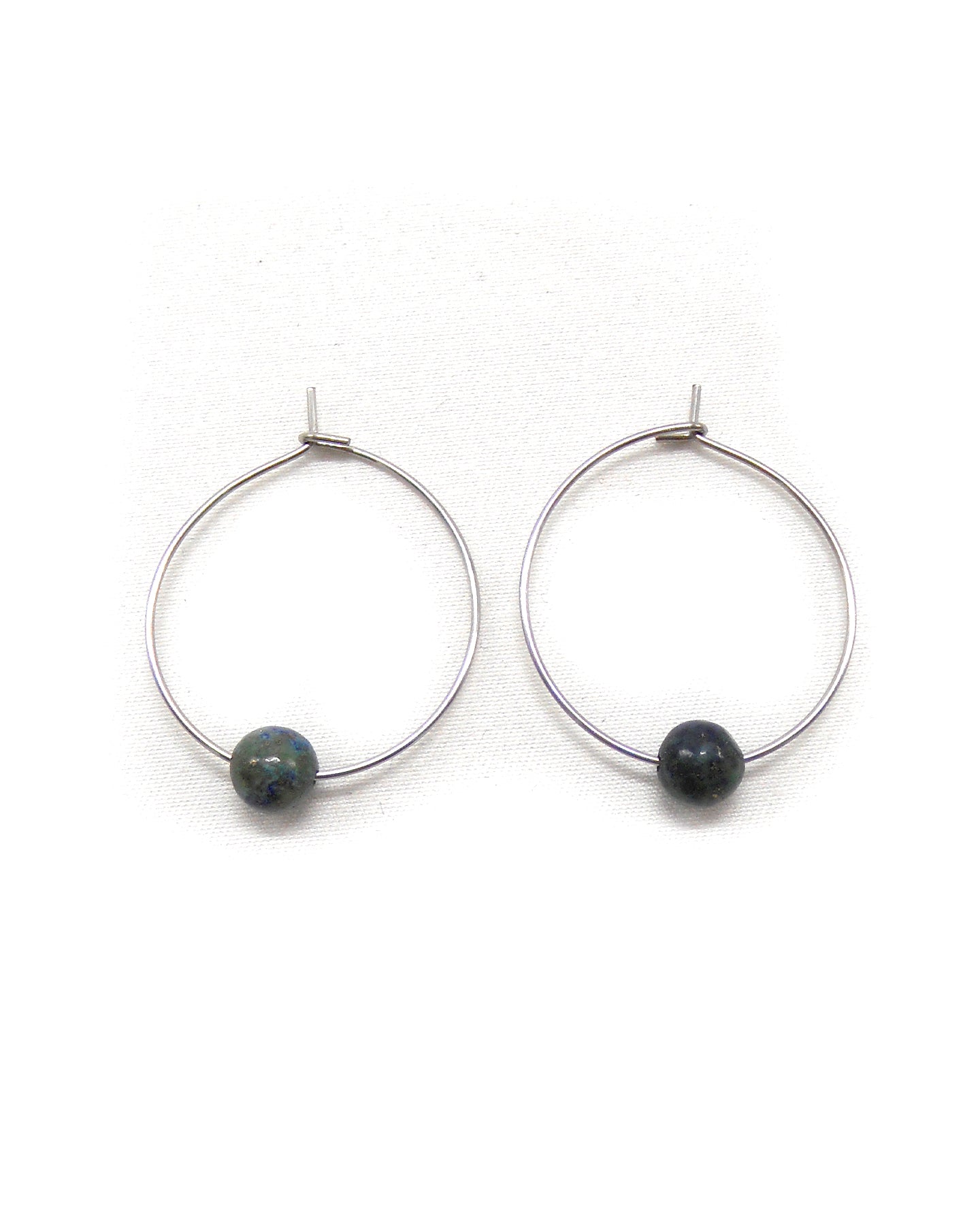 Boucles d'oreilles créoles minimalistes pierres - LEA