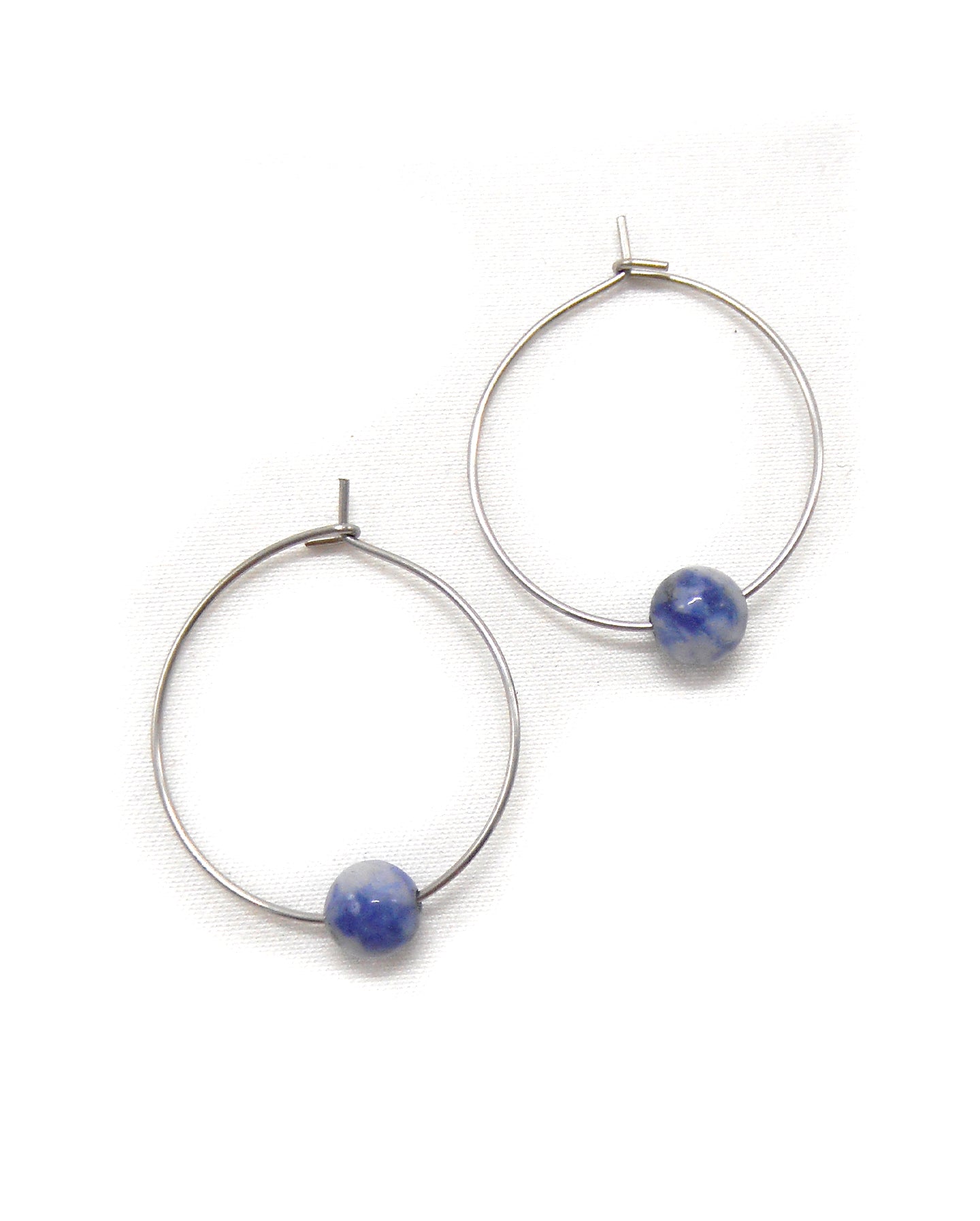 Boucles d'oreilles créoles minimalistes pierres - LEA