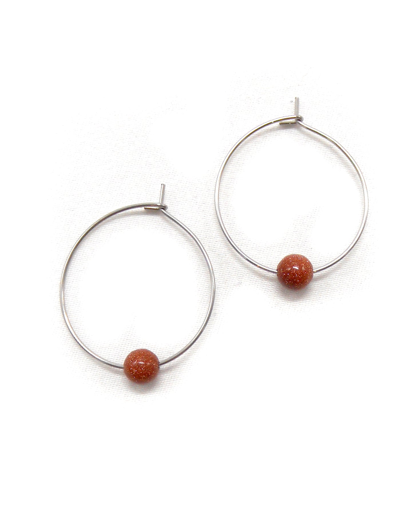 Boucles d'oreilles créoles minimalistes pierres - LEA