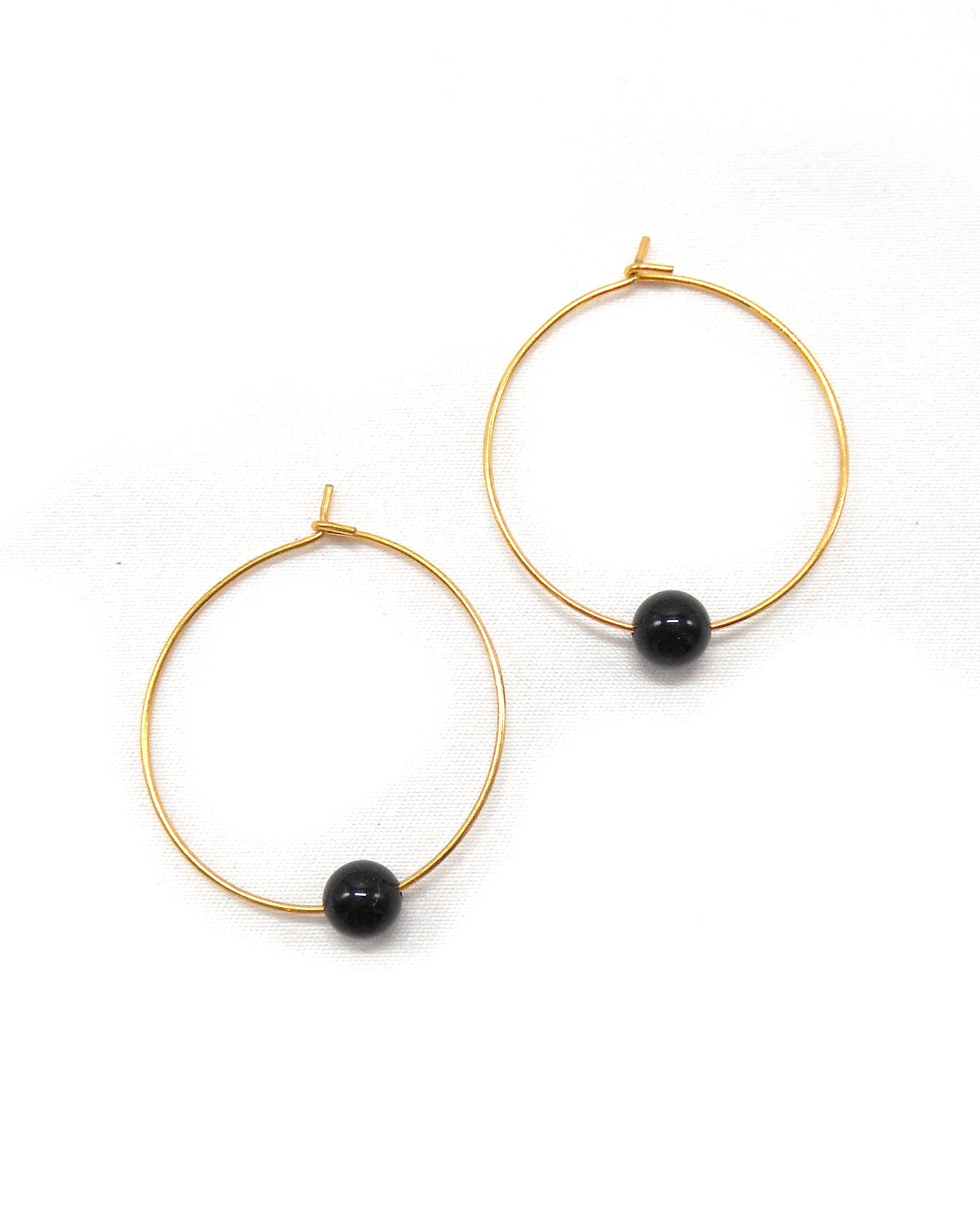 Boucles d'oreilles créoles minimalistes pierres - LEA