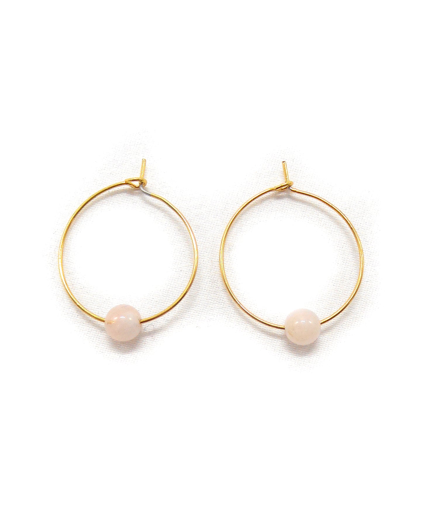 Boucles d'oreilles créoles minimalistes pierres - LEA