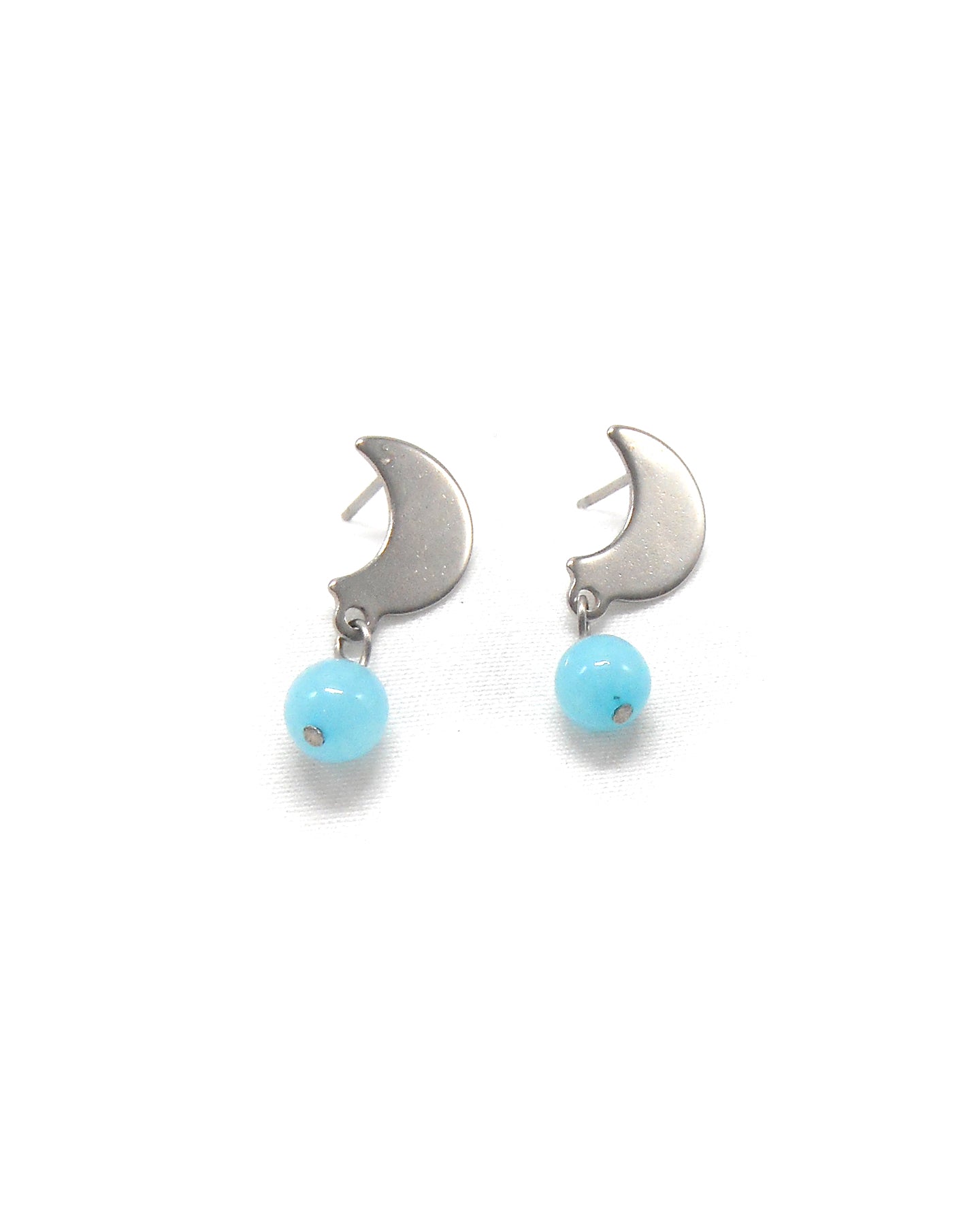 Boucles d'oreilles lune et perle pierres naturelles - LUNA