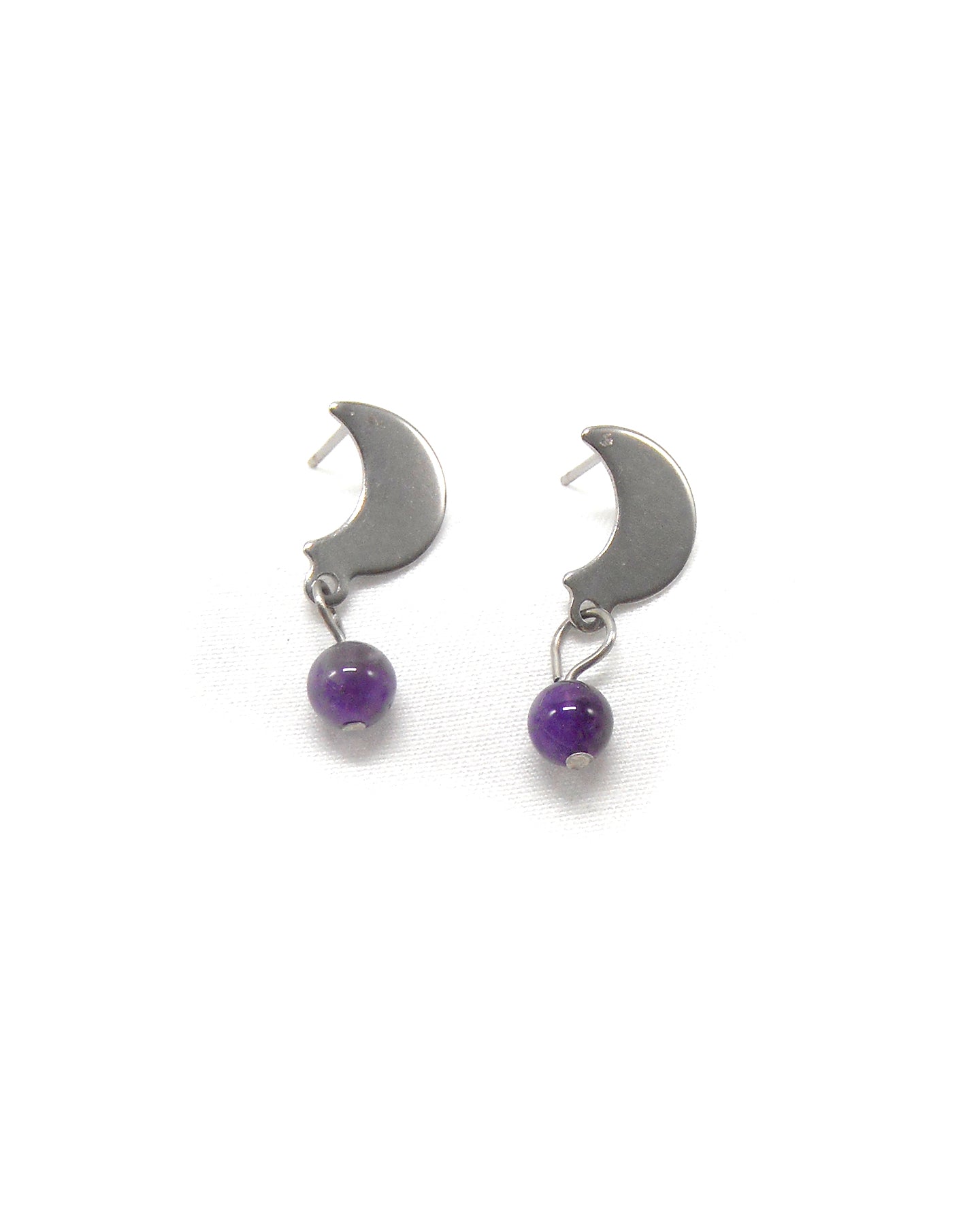 Boucles d'oreilles lune et perle pierres naturelles - LUNA