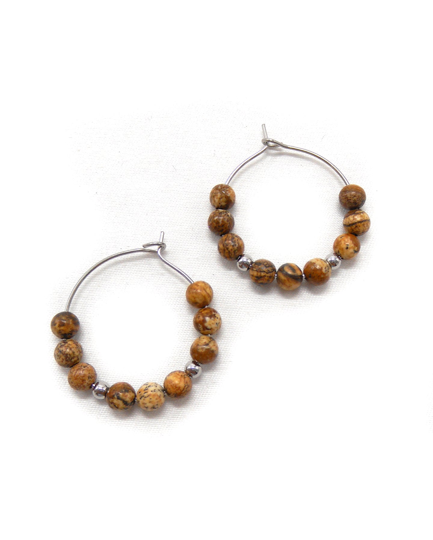 Boucles d'oreilles créoles pierres naturelles - MALAKE/ALIXE/JAMILA/PAULE/ZOLA