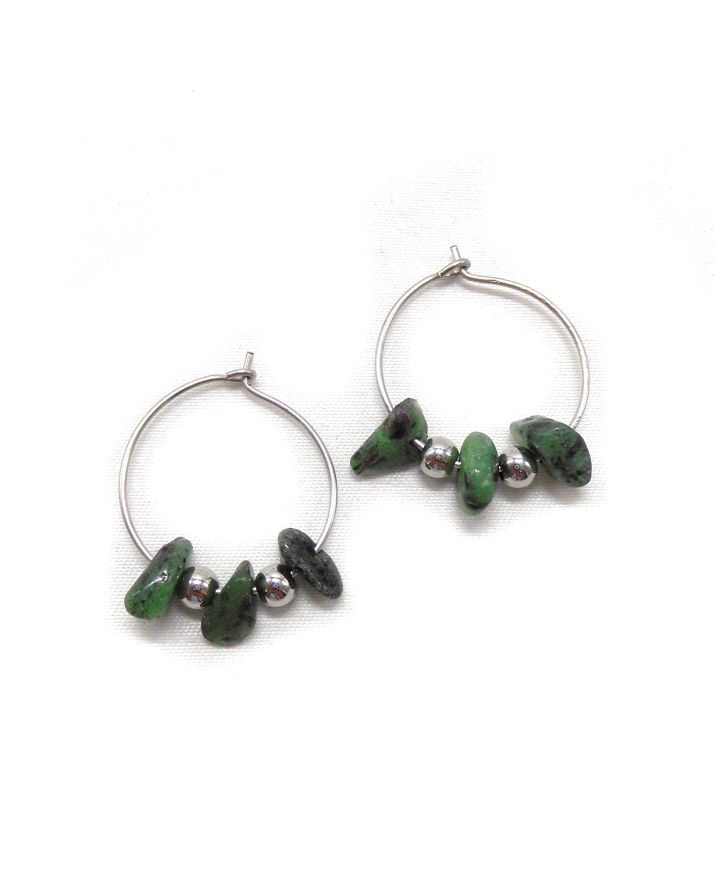 Boucles d'oreilles créoles pierres naturelles - MALAKE/ALIXE/JAMILA/PAULE/ZOLA