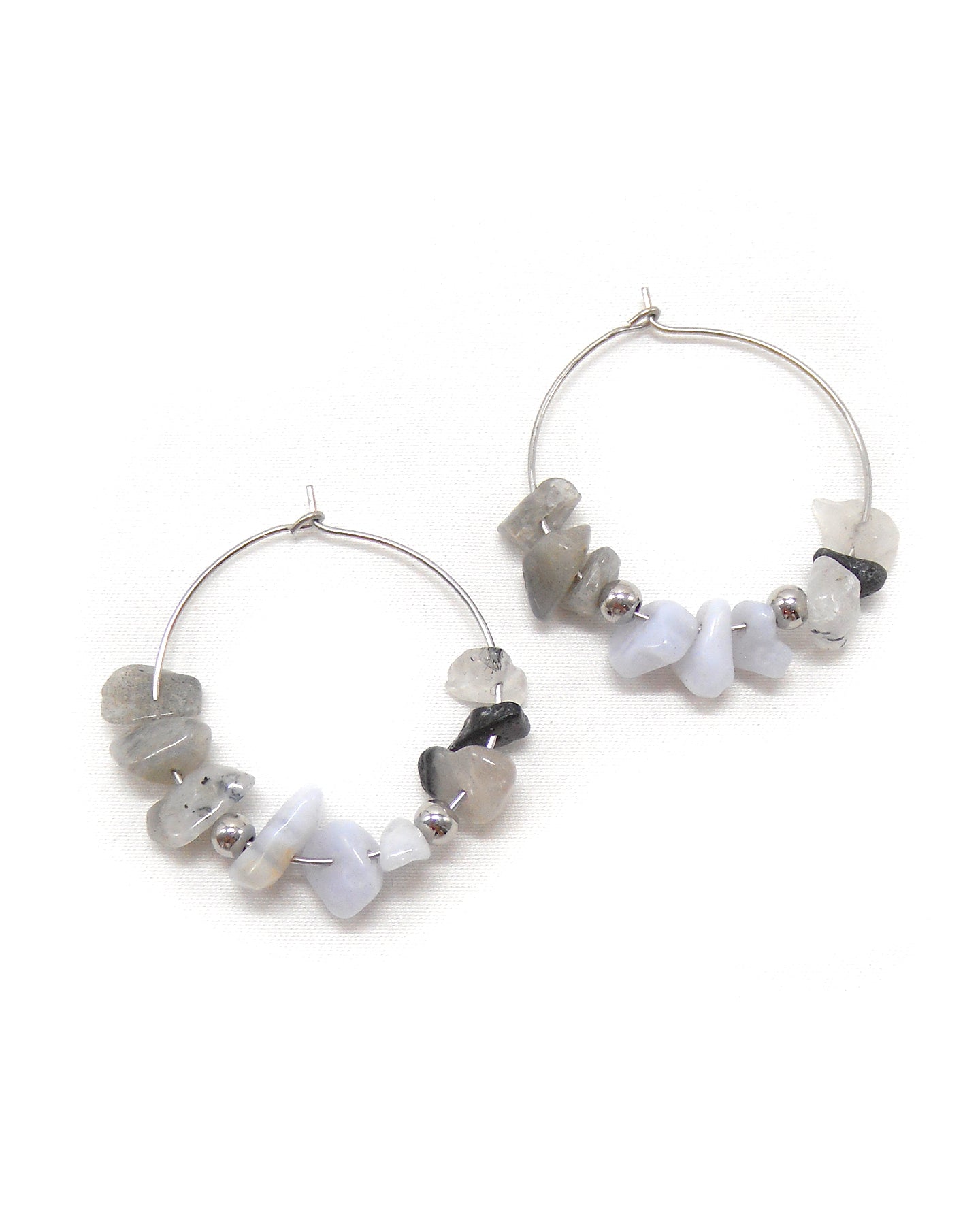 Boucles d'oreilles créoles pierres naturelles - MALAKE/ALIXE/JAMILA/PAULE/ZOLA