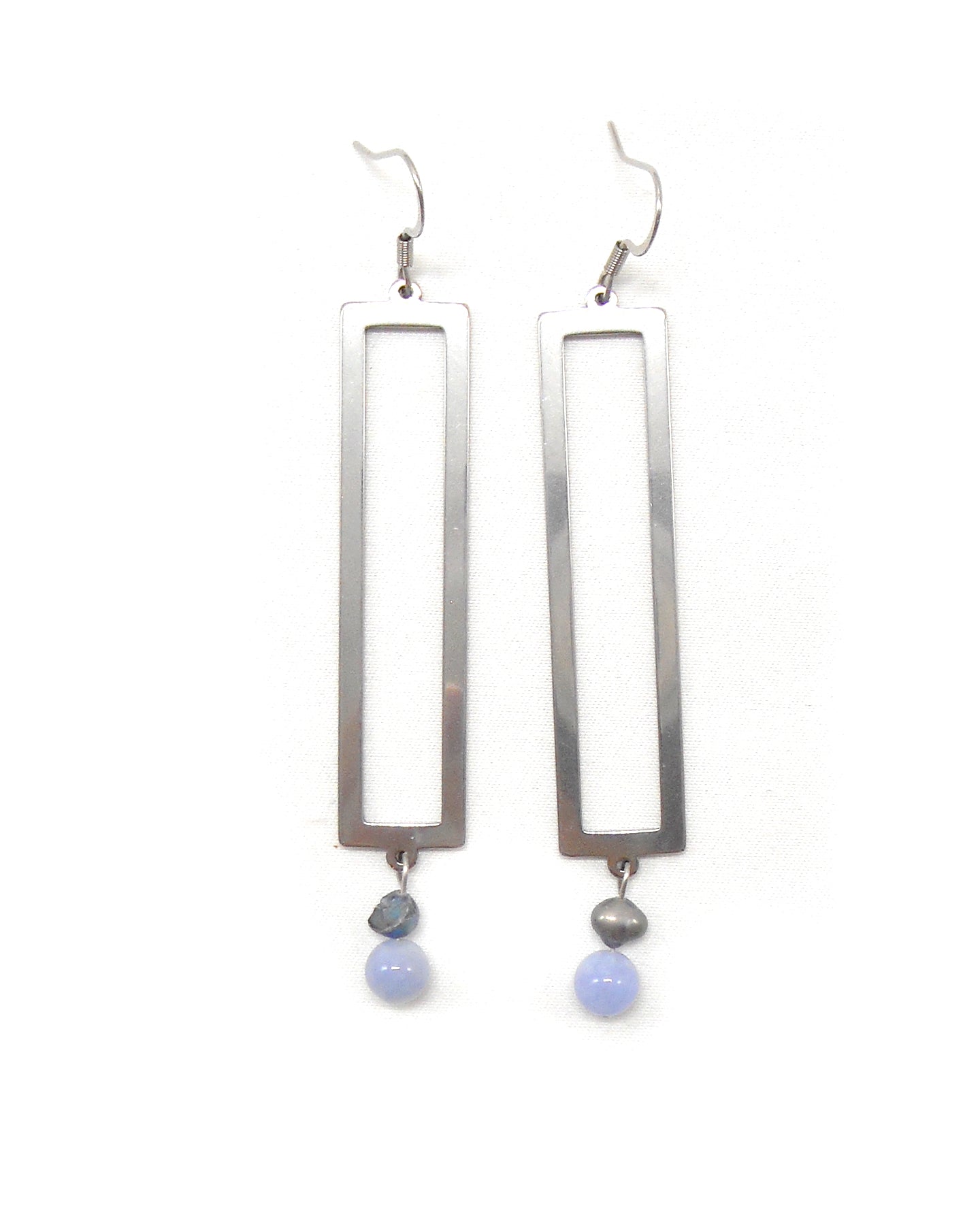 Boucles d'oreilles géométriques pierres naturelles multicouleurs - REANNA