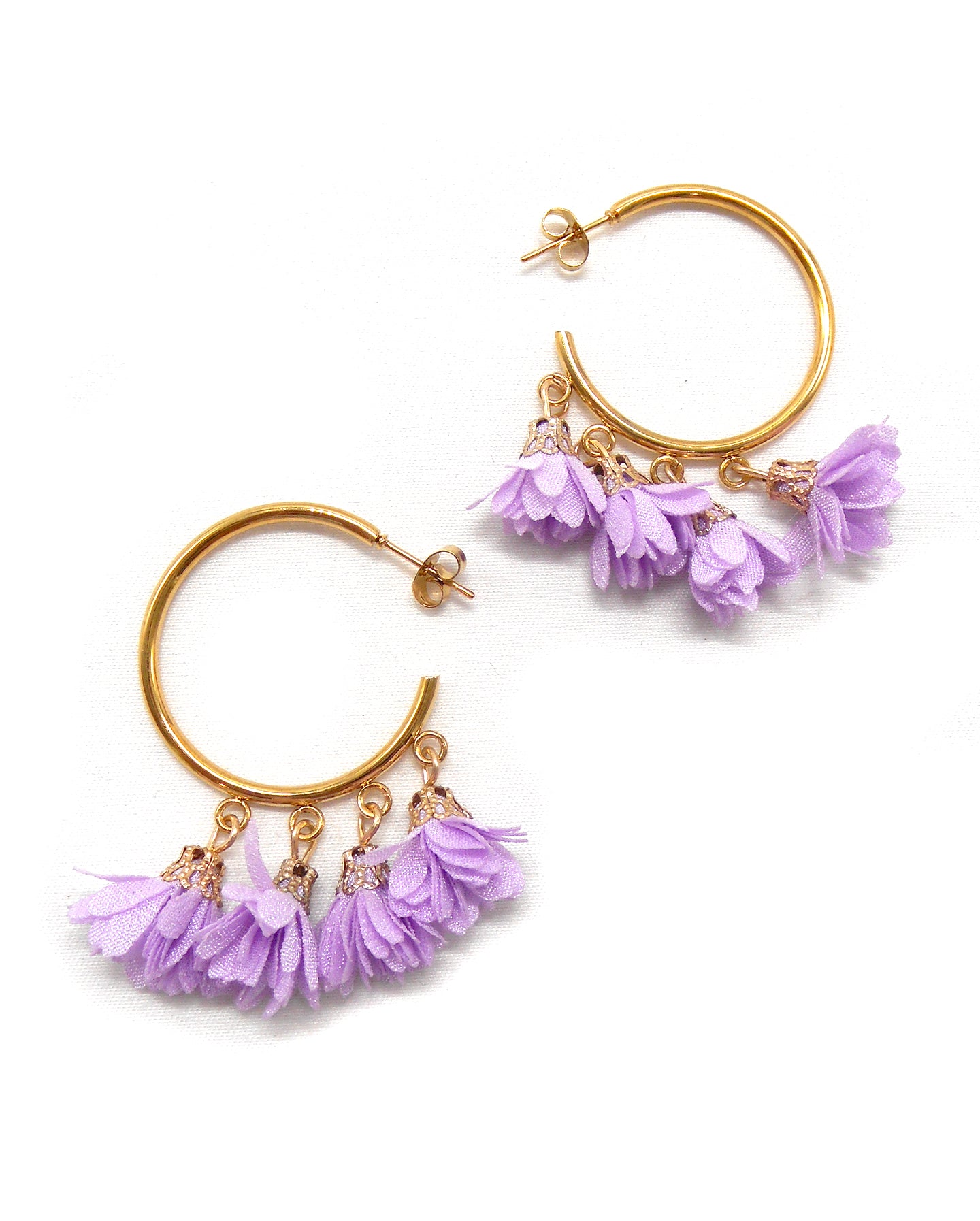 Boucles d'oreilles cercles/gouttes fleurs - ROSE/ROSEN/ROSA