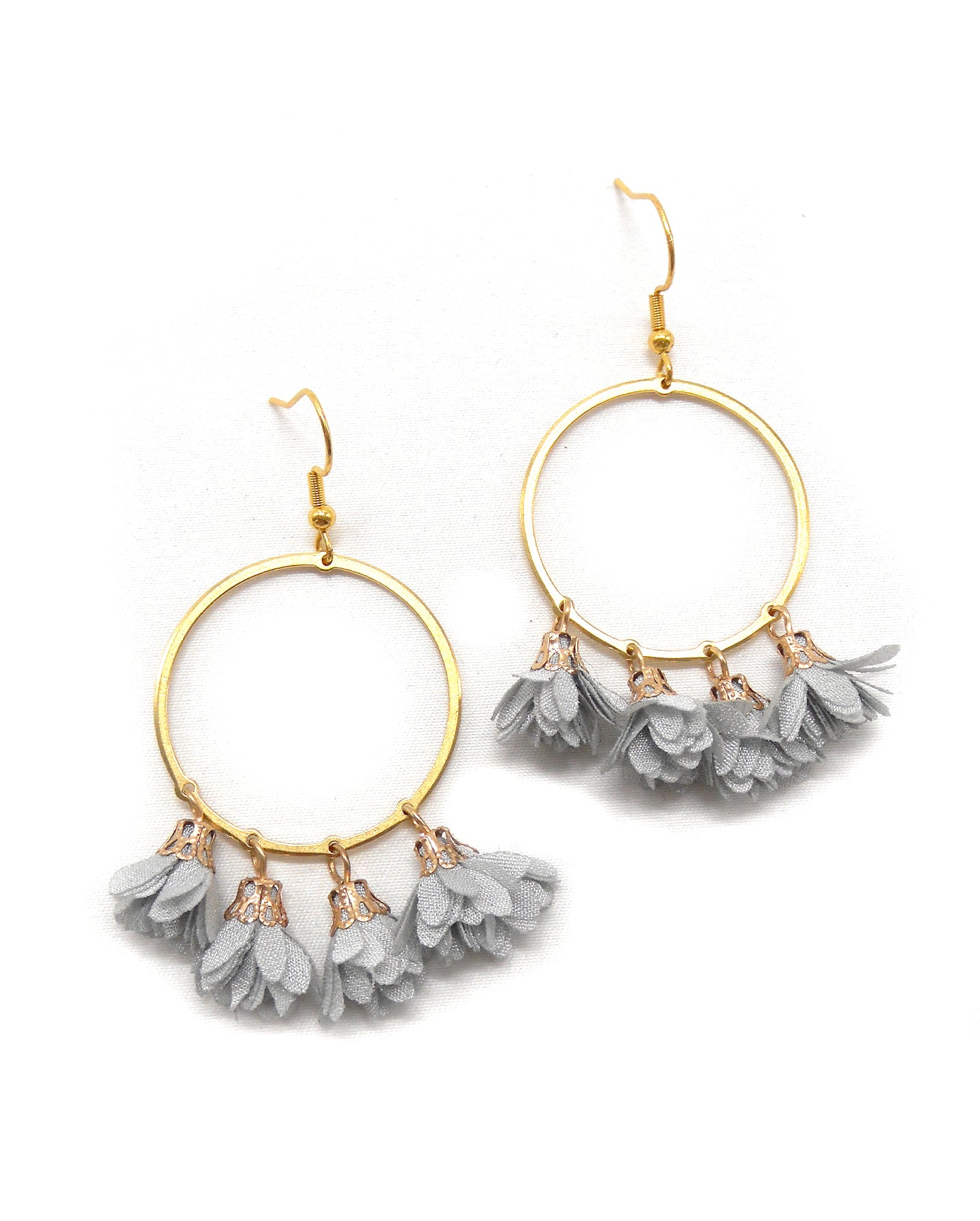 Boucles d'oreilles cercles/gouttes fleurs - ROSE/ROSEN/ROSA
