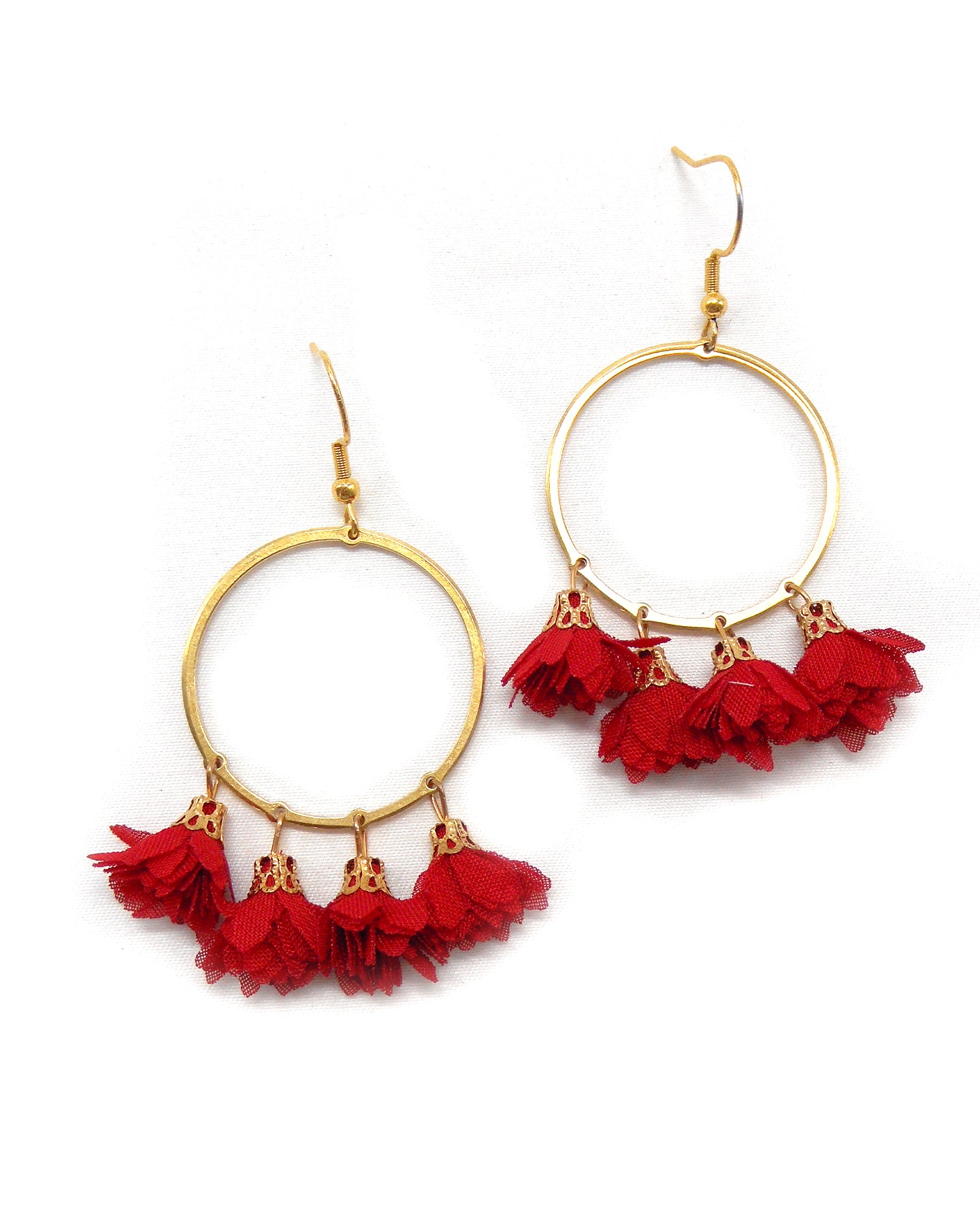Boucles d'oreilles cercles/gouttes fleurs - ROSE/ROSEN/ROSA