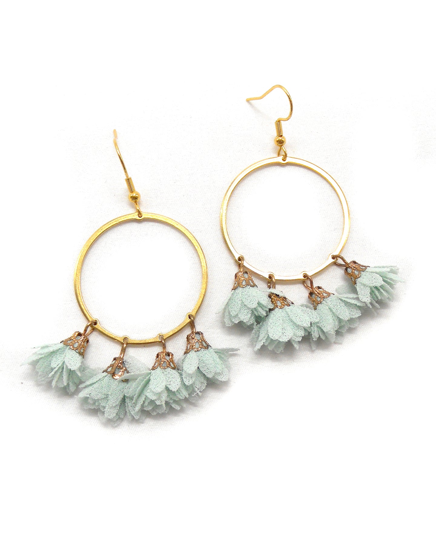 Boucles d'oreilles cercles/gouttes fleurs - ROSE/ROSEN/ROSA