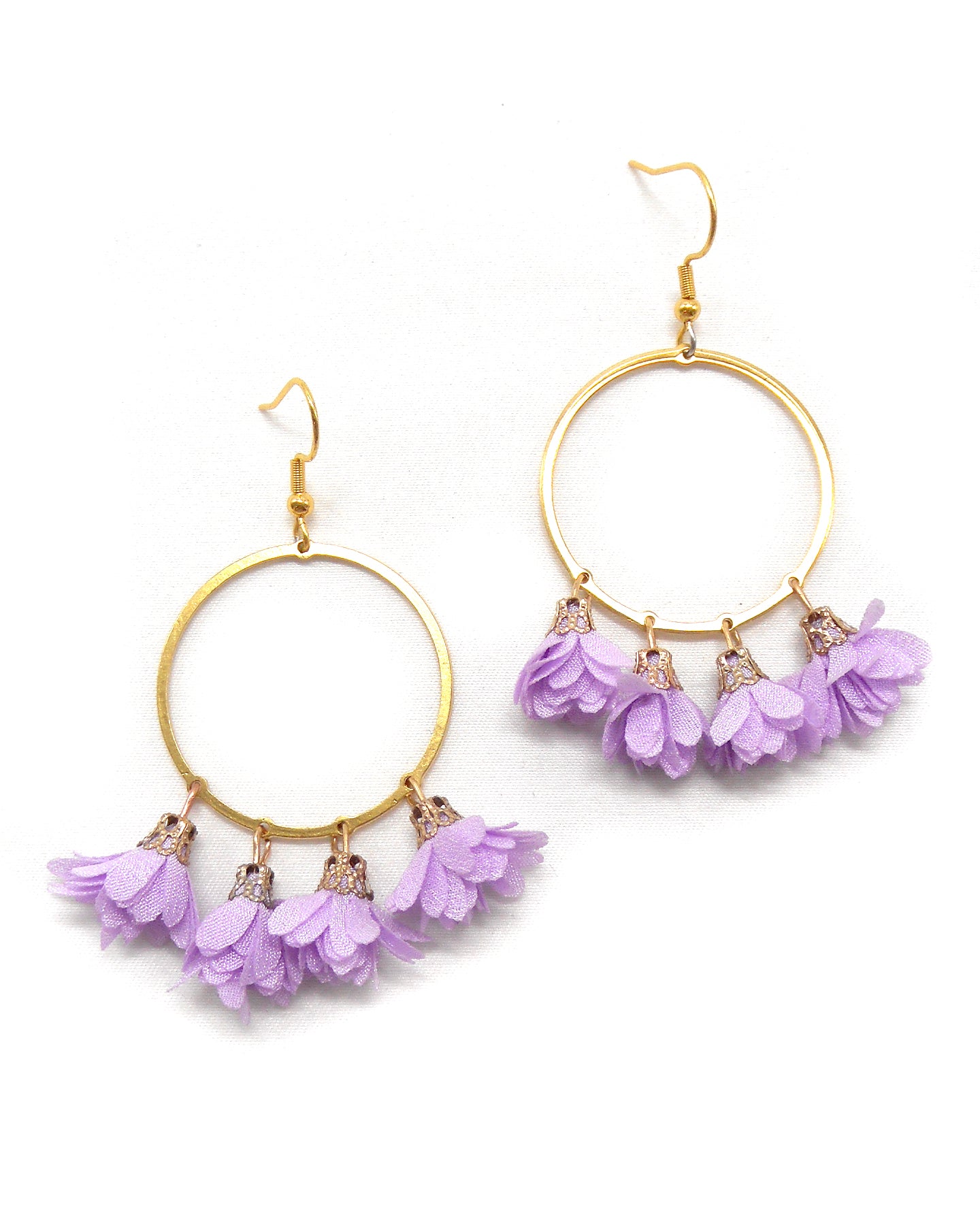 Boucles d'oreilles cercles/gouttes fleurs - ROSE/ROSEN/ROSA