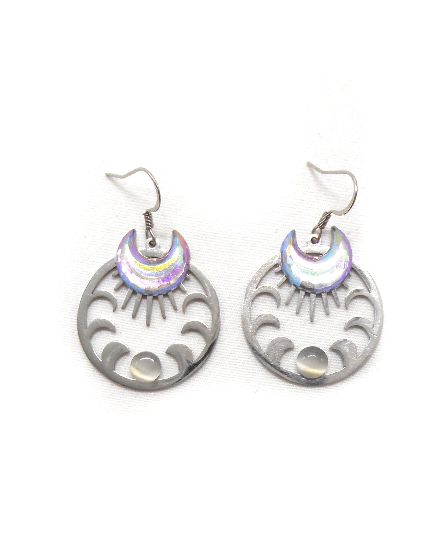 Boucles d'oreilles collection étoiles/lune galaxie, pièces uniques
