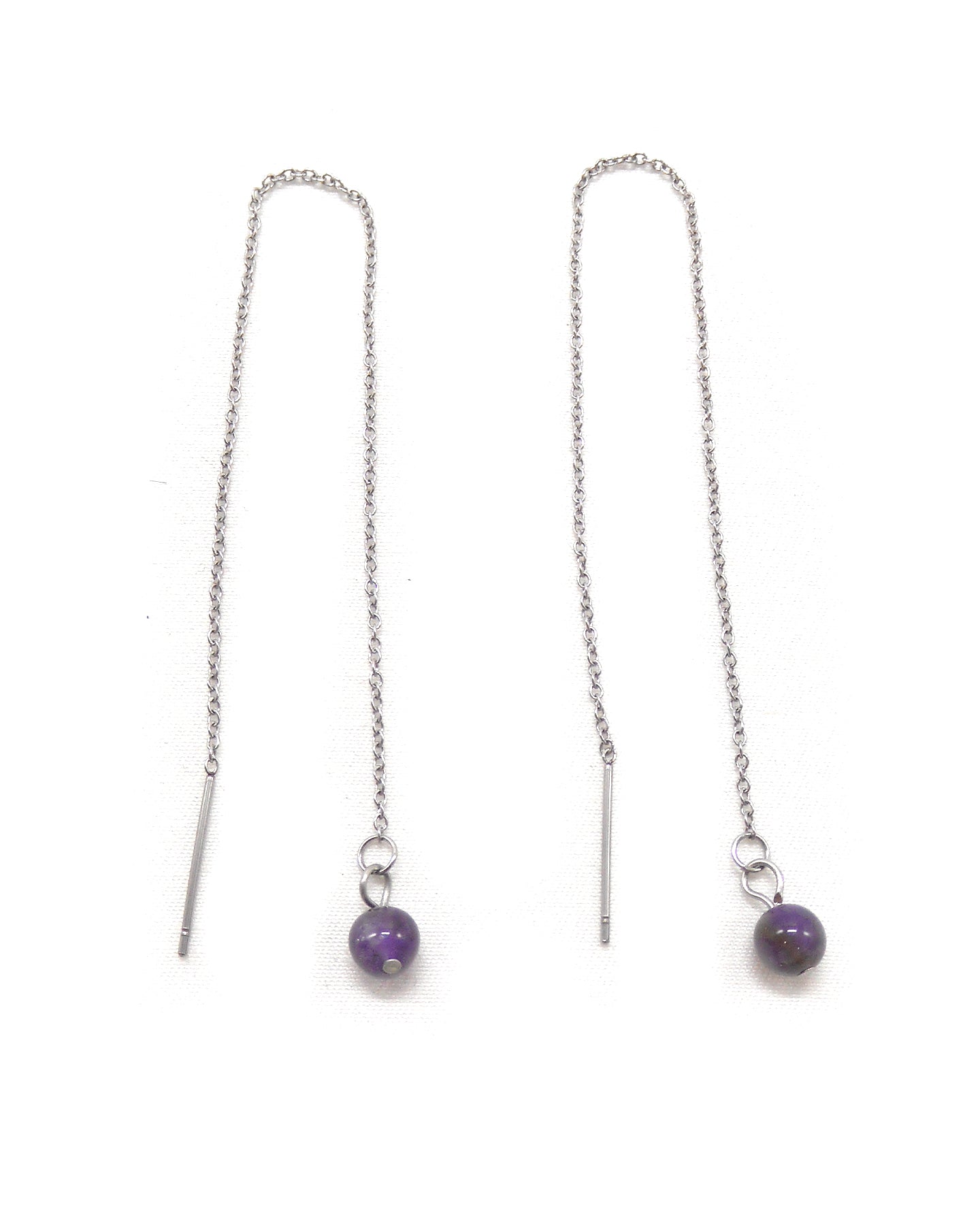 Boucles d'oreilles chaine fine longue pierres naturelles - TESSA