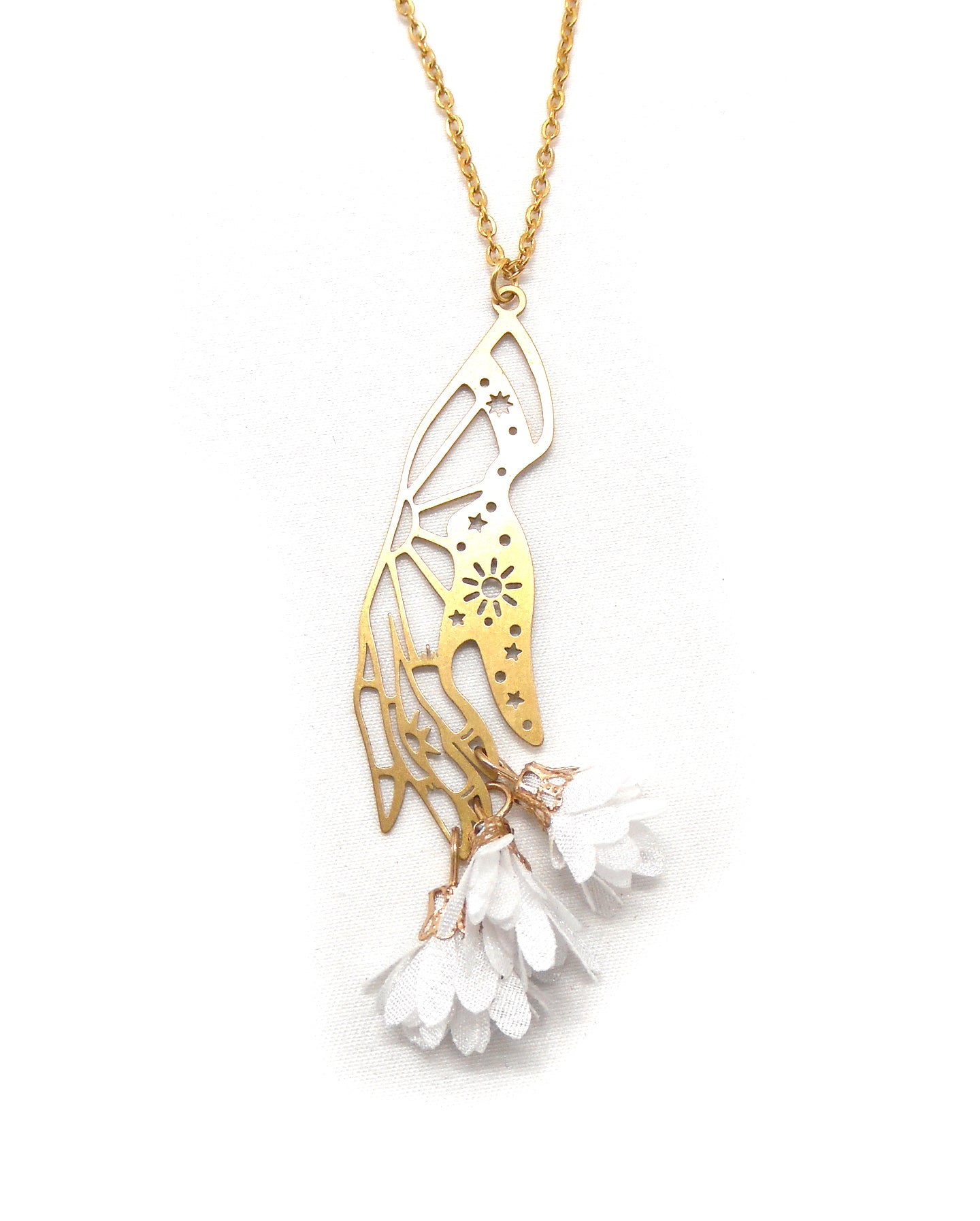 Collier main délicate pompons fleurs - HANNAA