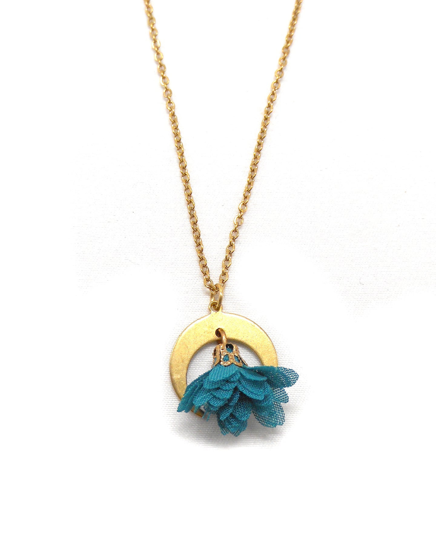 Collier croisant de lune fleur - HELA