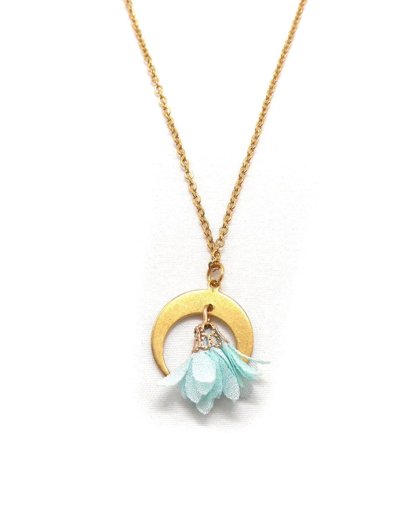 Collier croisant de lune fleur - HELA