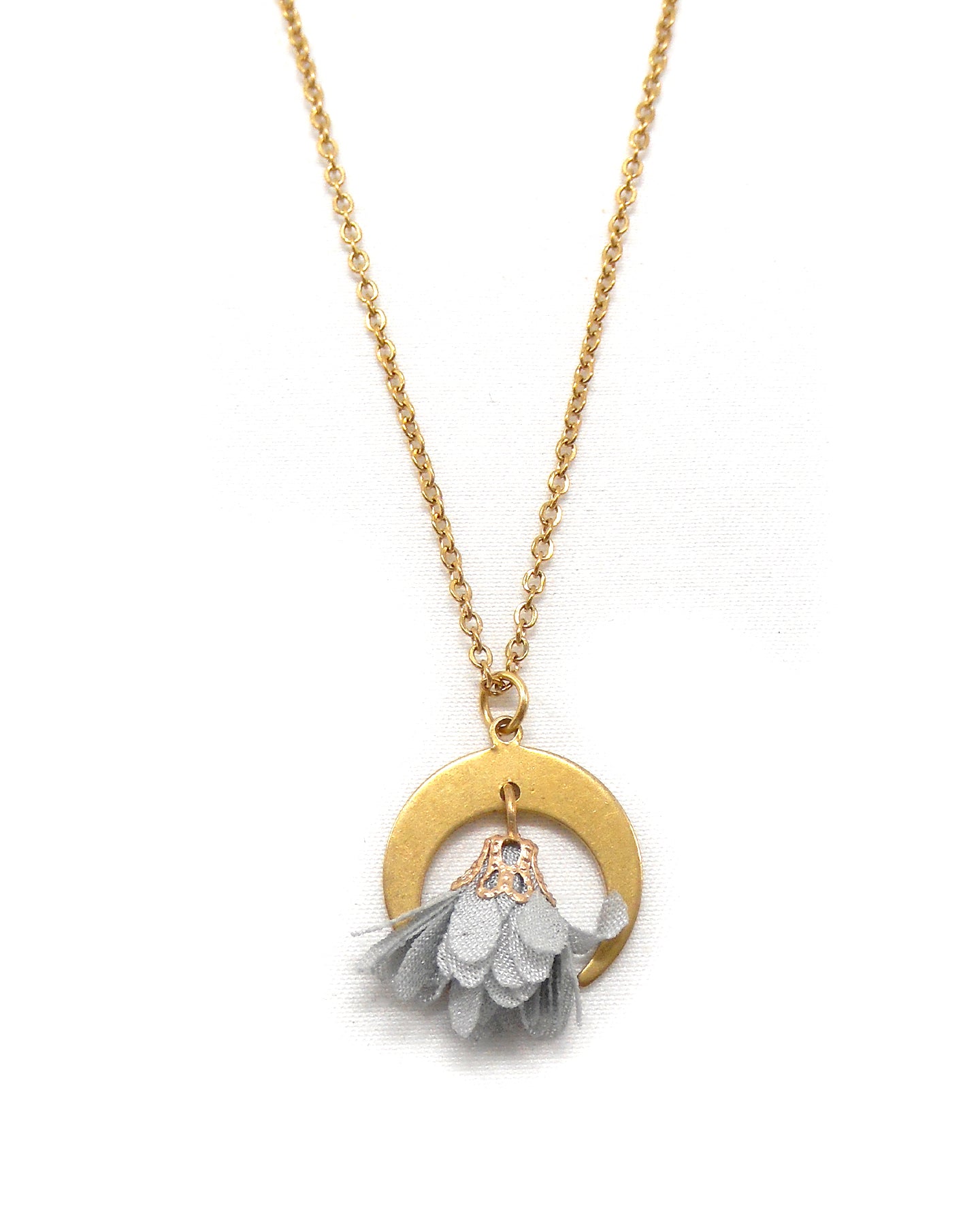 Collier croisant de lune fleur - HELA