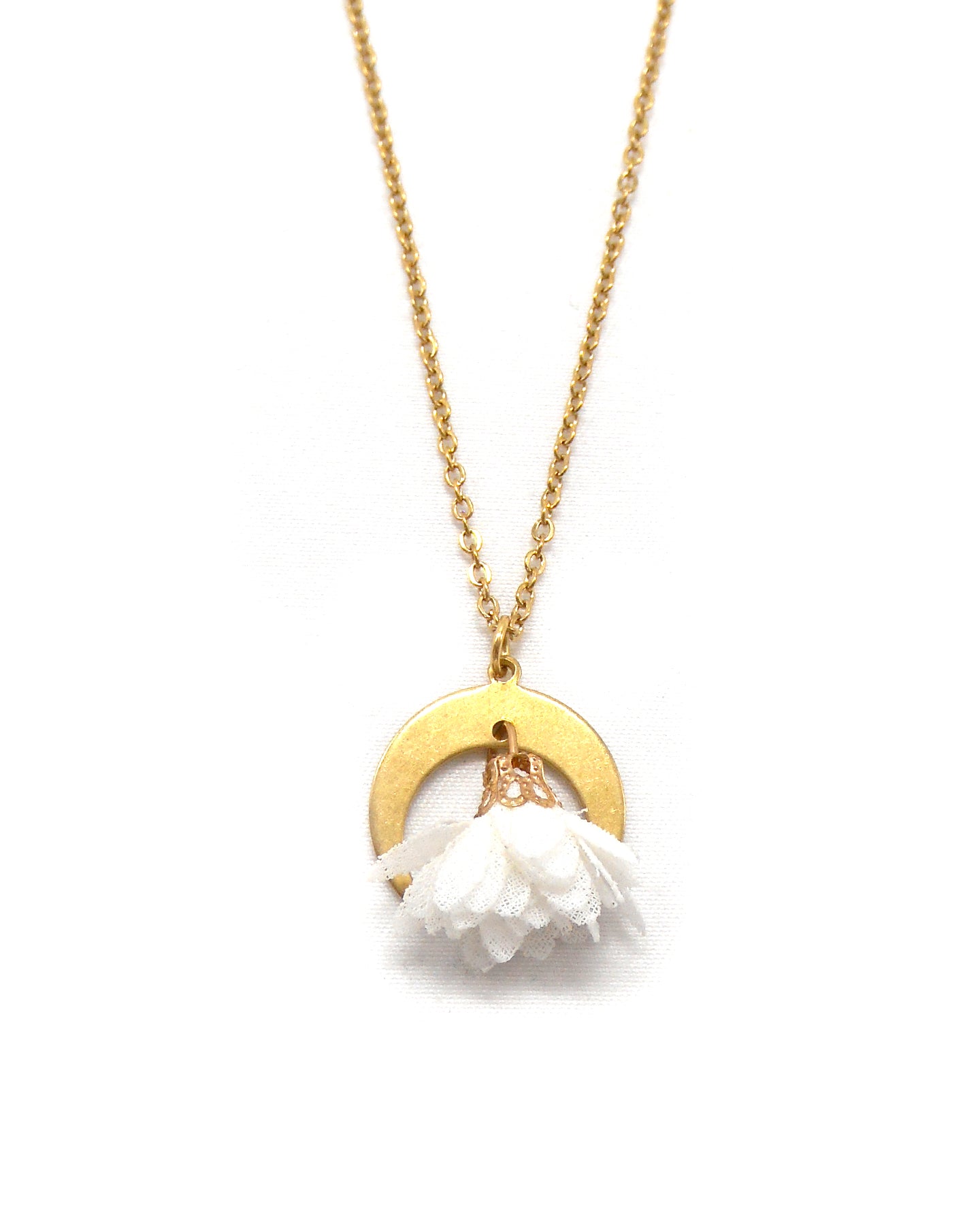 Collier croisant de lune fleur - HELA