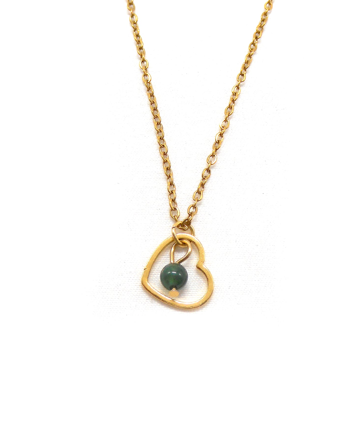 Collier mignon petit coeur et pierre naturelle - IVY