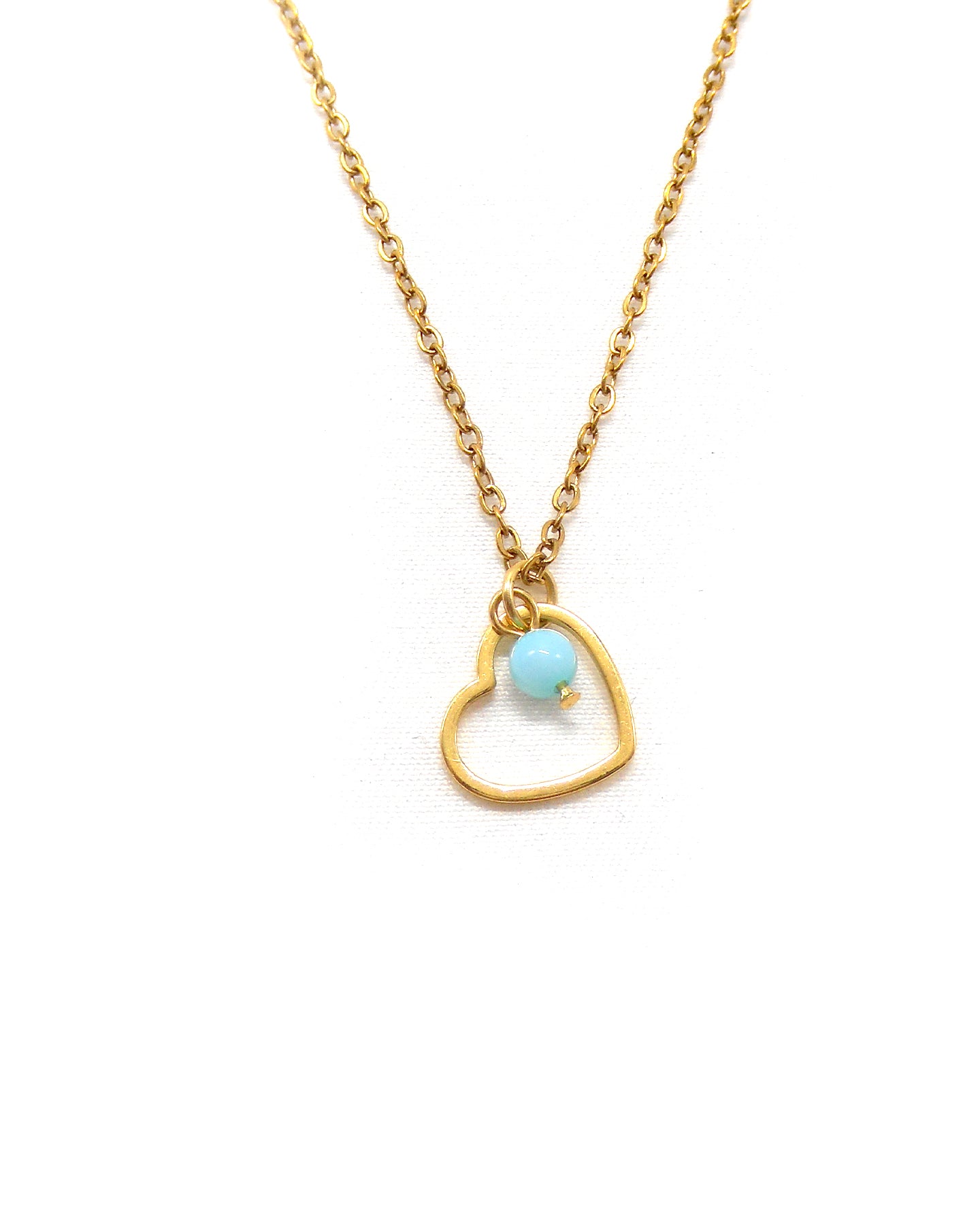 Collier mignon petit coeur et pierre naturelle - IVY