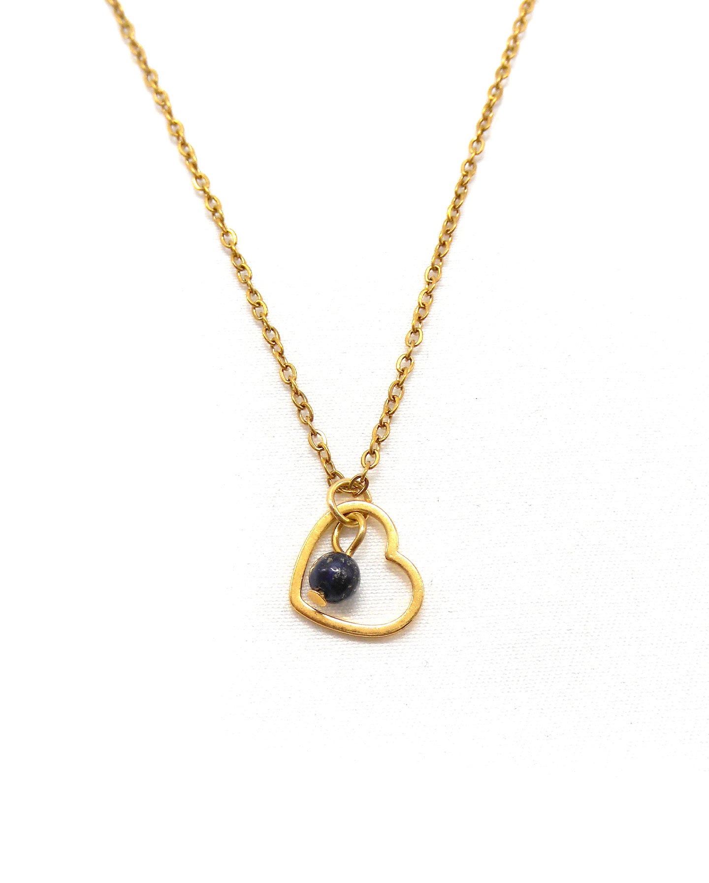 Collier mignon petit coeur et pierre naturelle - IVY