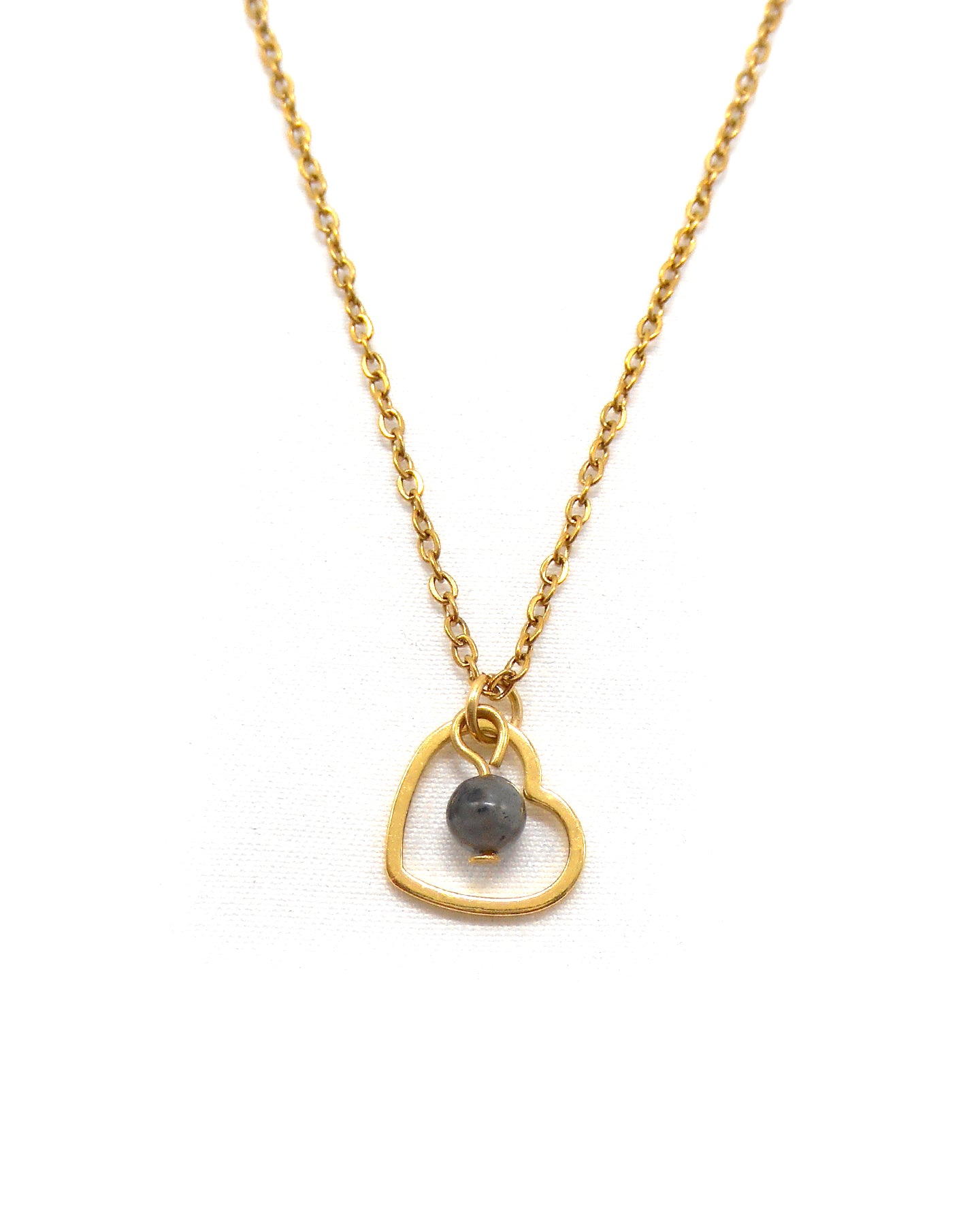 Collier mignon petit coeur et pierre naturelle - IVY