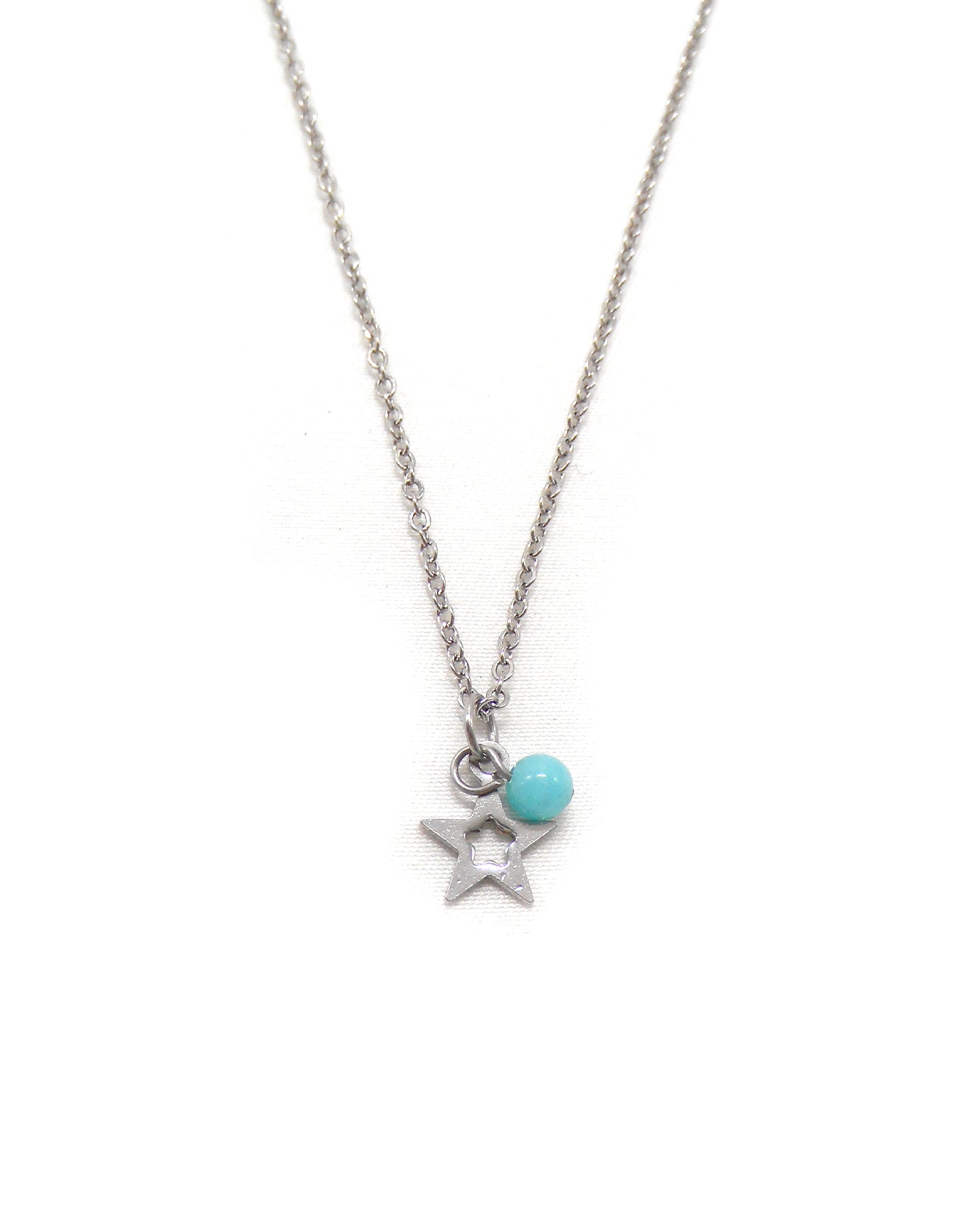 Collier petite étoile et perle pierre naturelle - MABO